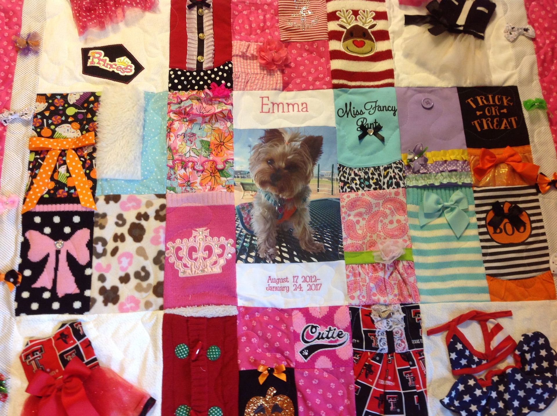 Custom Embroidered Pet Photo Clothing Dog Memory Quilt 2