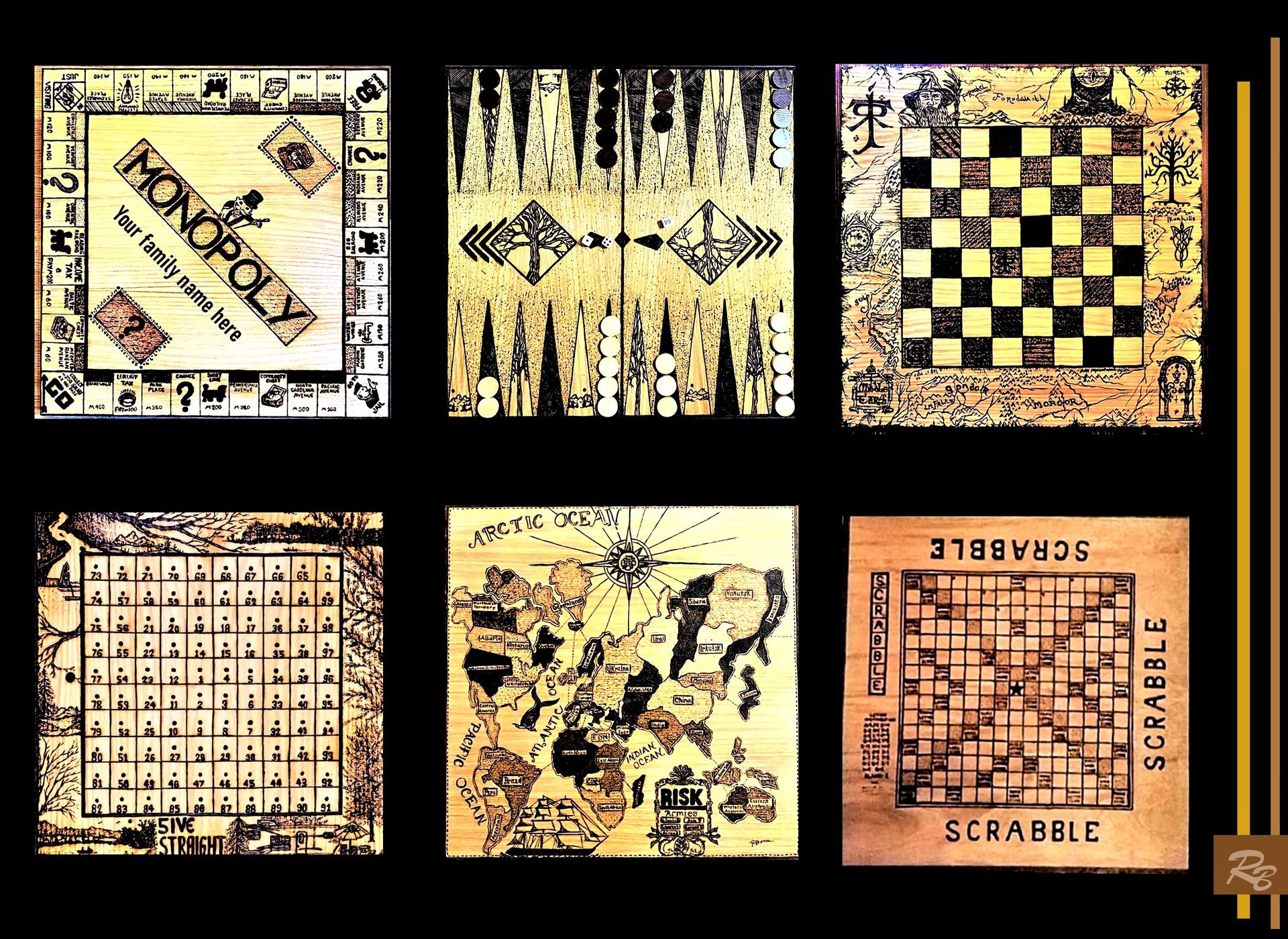 Custom, Wood, Board Games, Wood Board Games, Personalized, Large, Hand Created