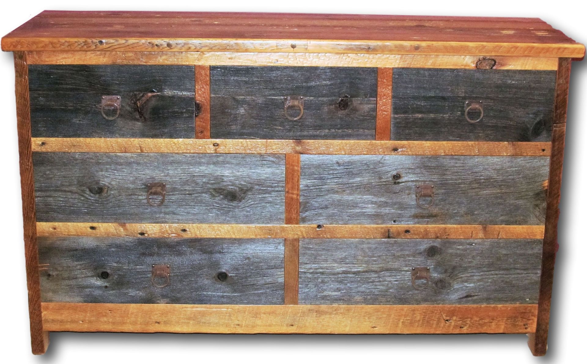 Reclaimed Barn Wood Dresser Two Tone 7 Drawer
