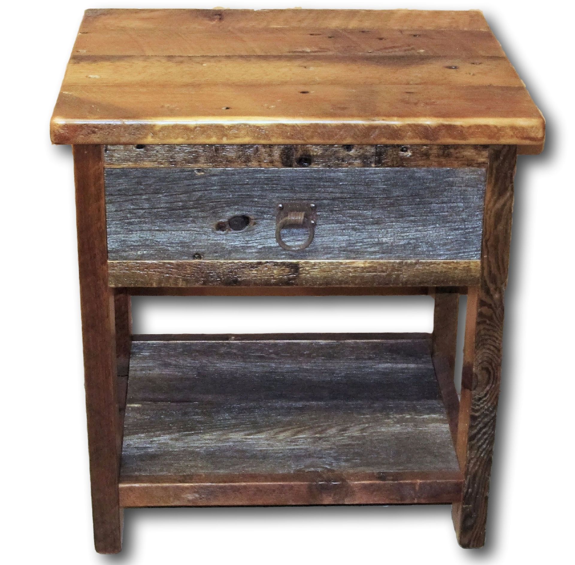 Reclaimed Barn Wood Night Stand Two Tone