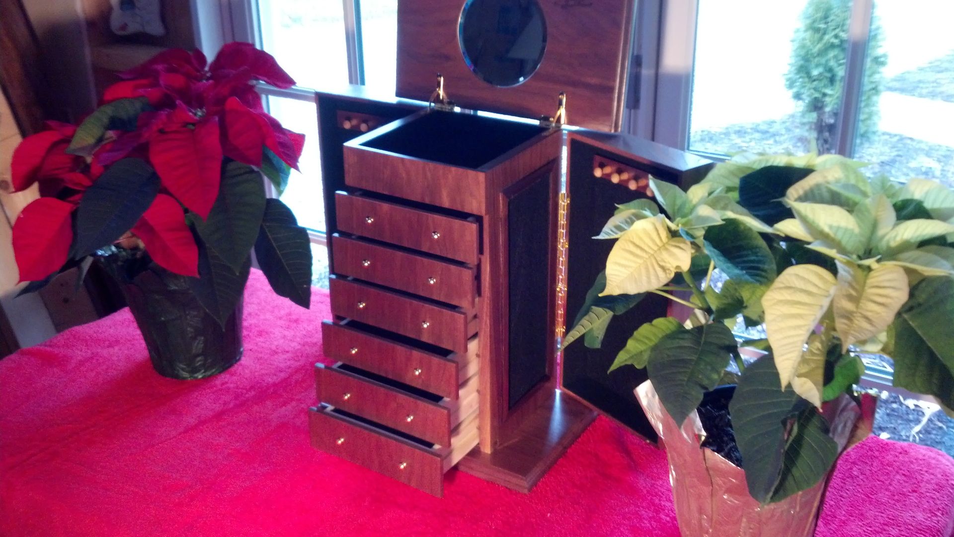 Six Draw Jewelry Box With Plane Laser Engraved In Top 4 