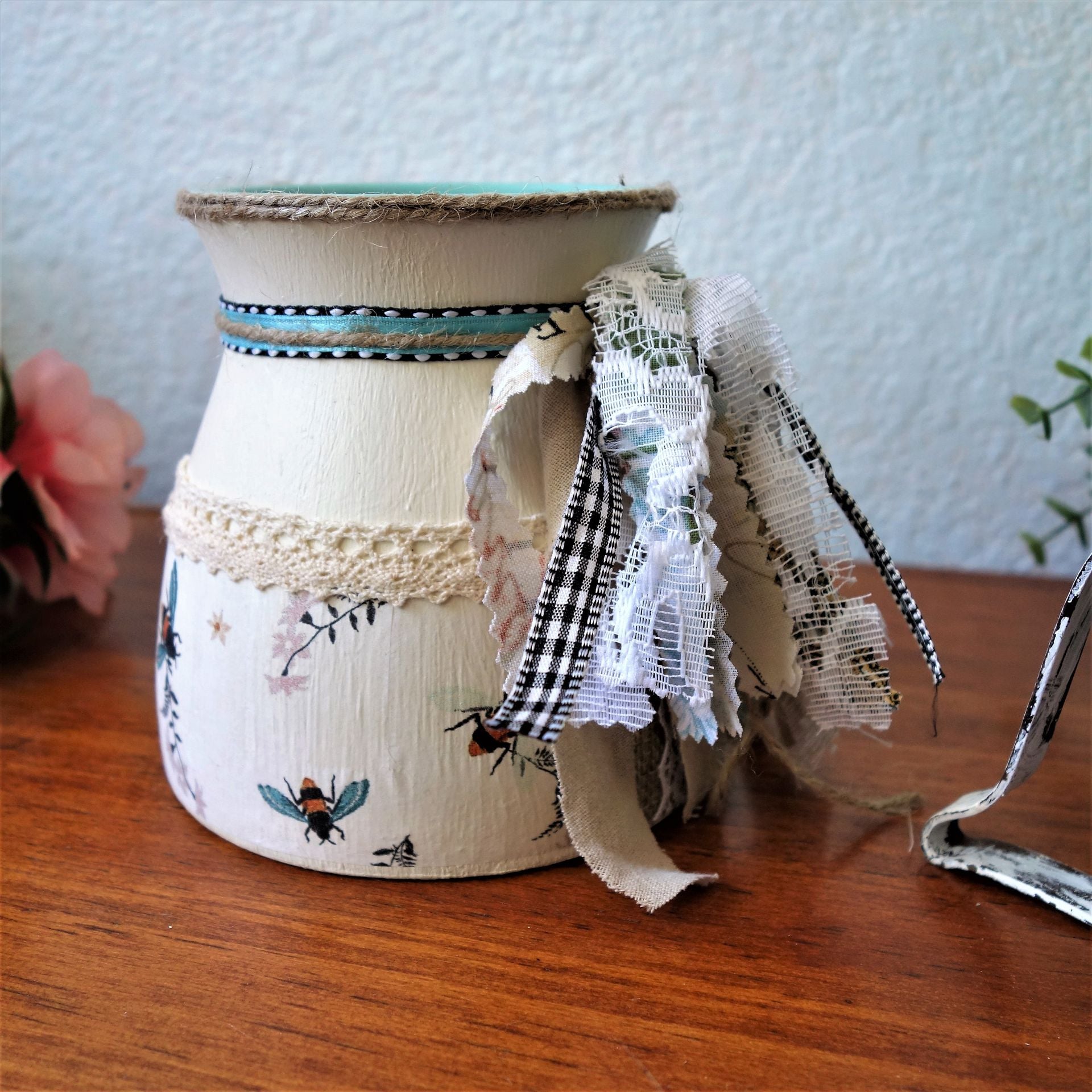 Honey Bee Jar Decorative Canister Bee Vase Makeup Organizer 6 
