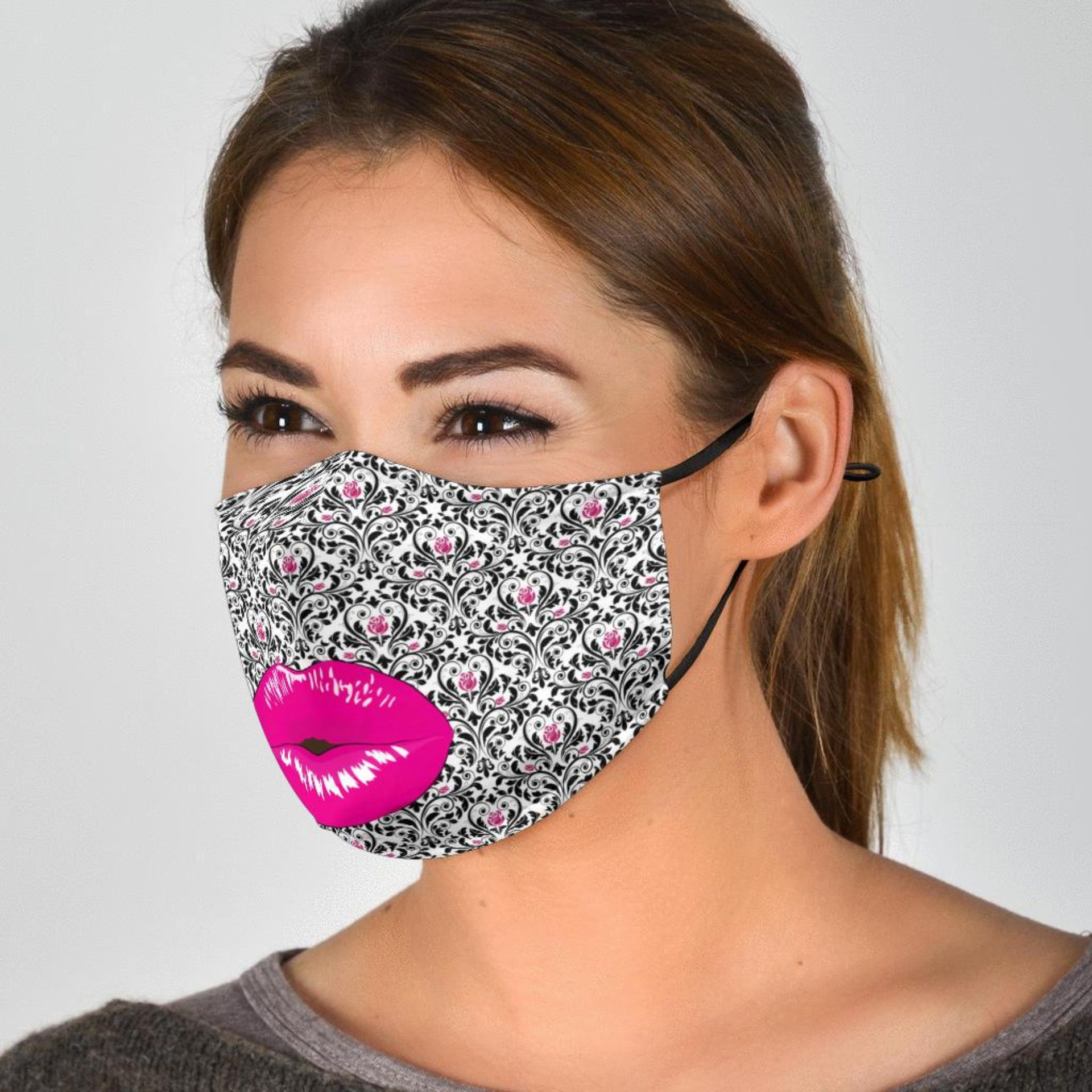 Adult/Child Funny Lips Face Mask With 2 Free Filters Adjustible Straps Washable Reusable 2 