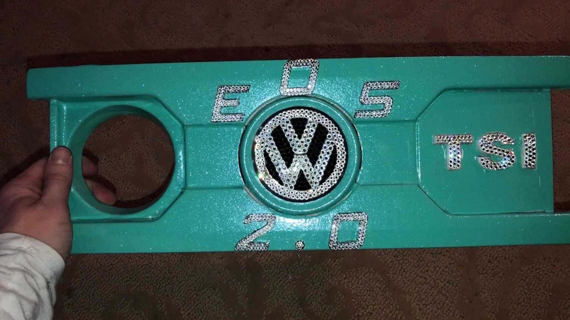 Engine Cover Plate Crystals Car Bling Universal Emblem Logo Custom Bedazzled Genuine European 2 