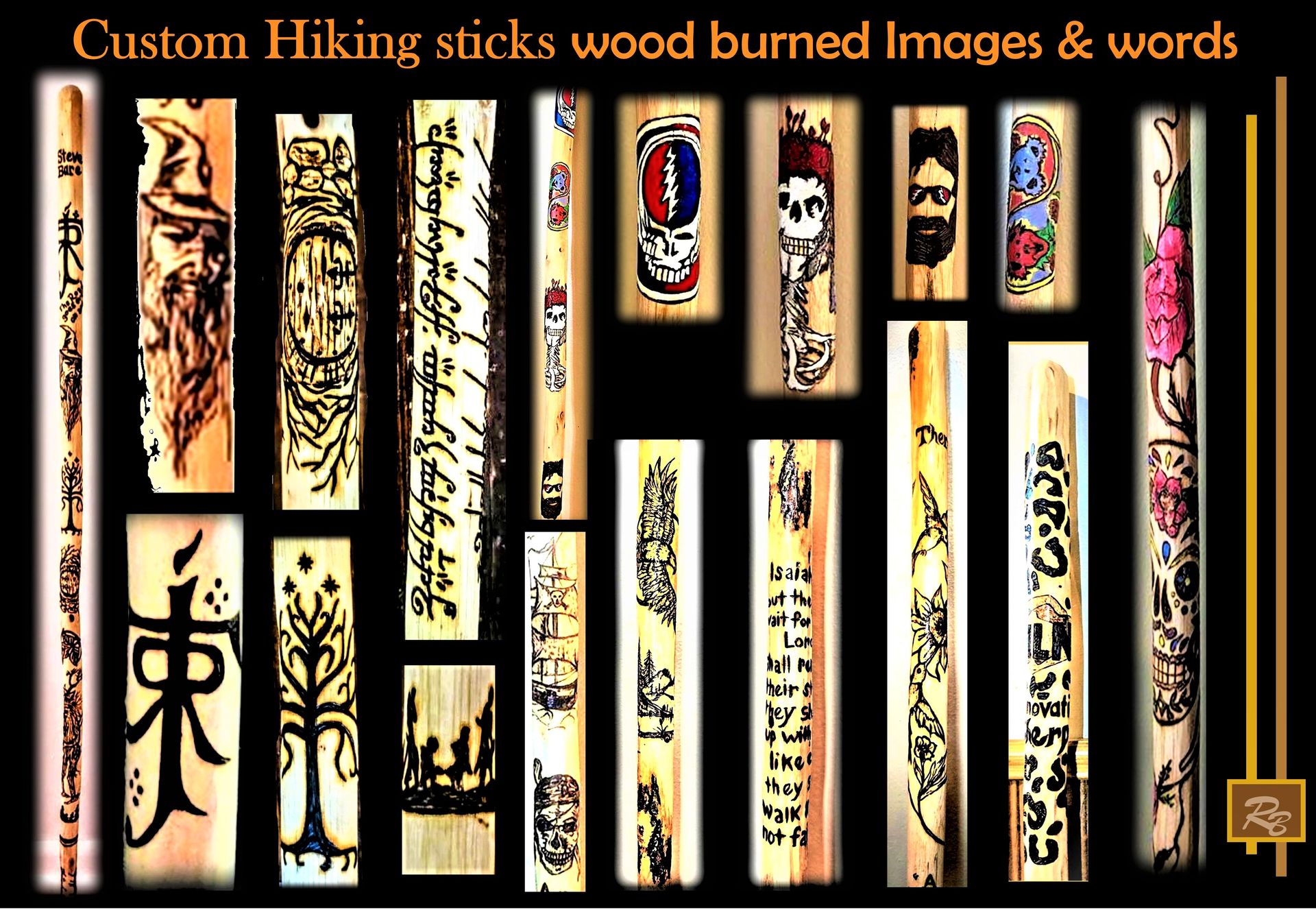 Hiking Stick - Wood Burned - Walking Stick - Can - Retirement Gift - Wood Anniversary