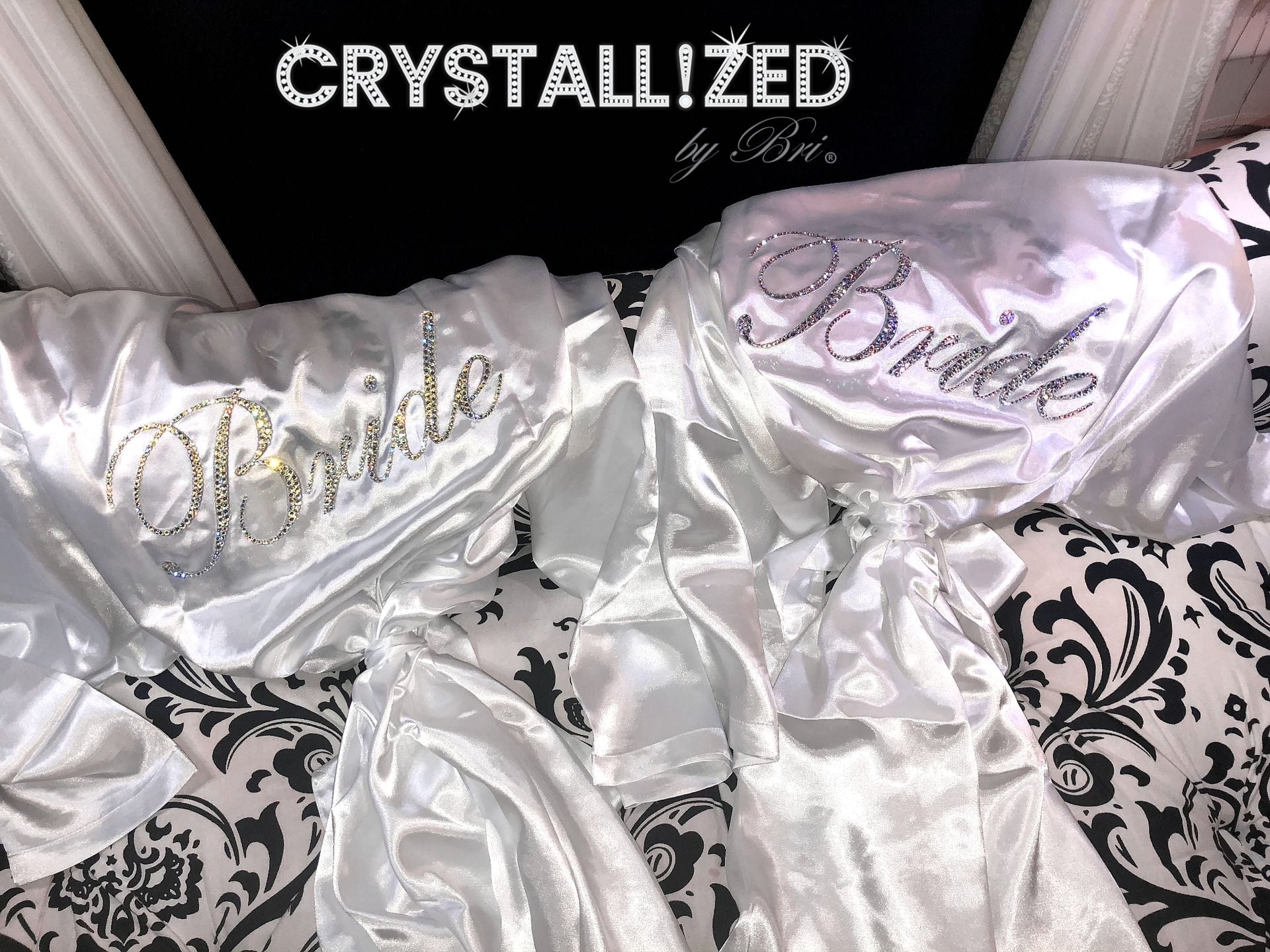 Crystallized Bridal Robe Wedding Kimono Bride Genuine European Crystals Bedazzled 3 
