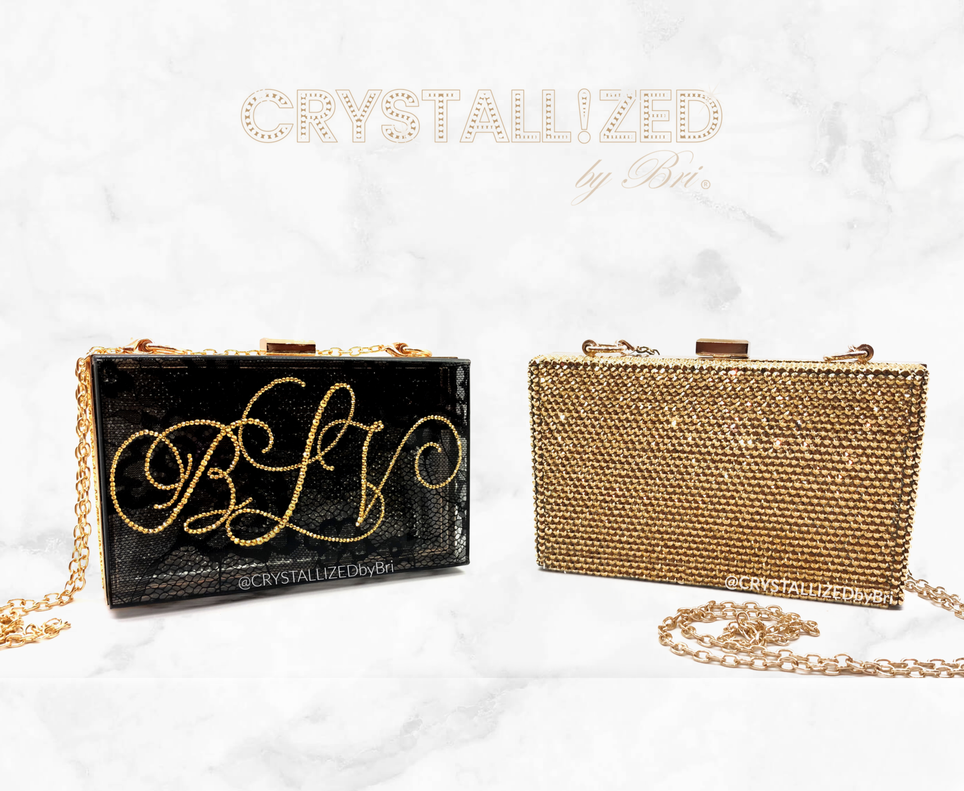 Custom Crystallized Clutch Bag Handbag Purse Initial Name Bling European Crystals Bedazzled 1 