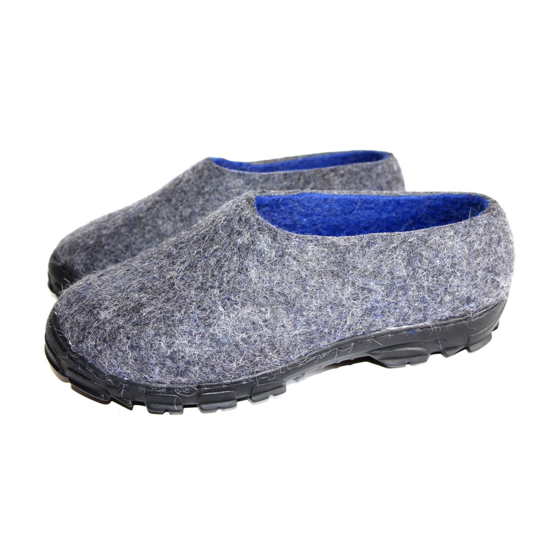 Natural Wool Felt Shoes For Men Gray Blue 2