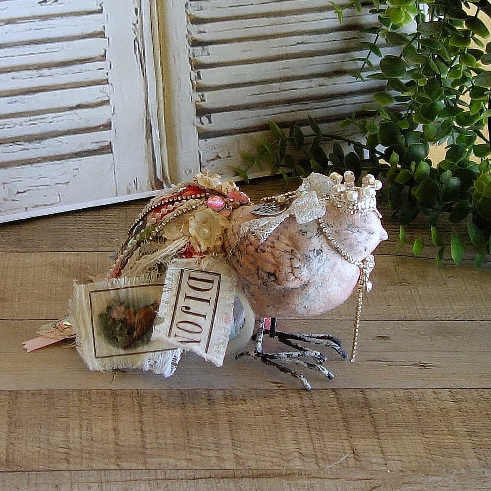Crowned Bird Statue Romantic Shabby Chic Decor 3 