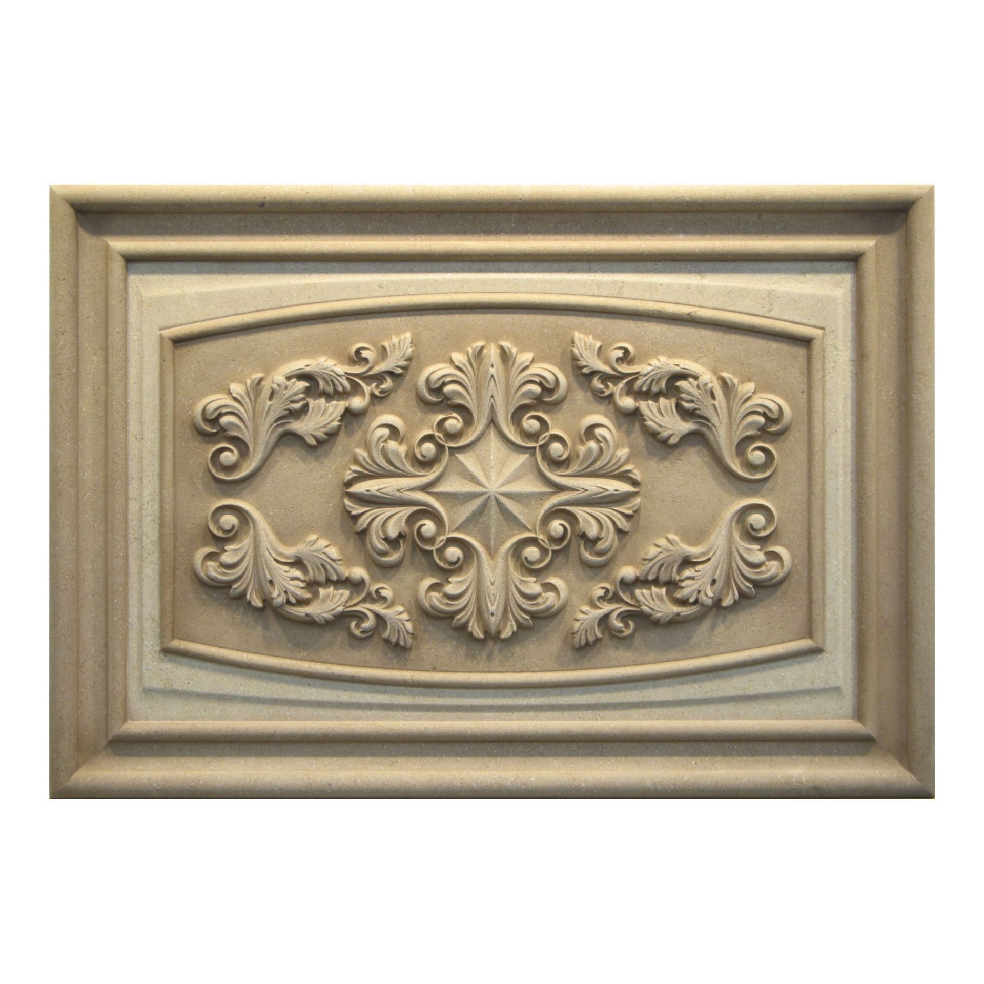 Classic Carved Limestone Decorative 16" x 23" Relief Backsplash Insert Panel 1