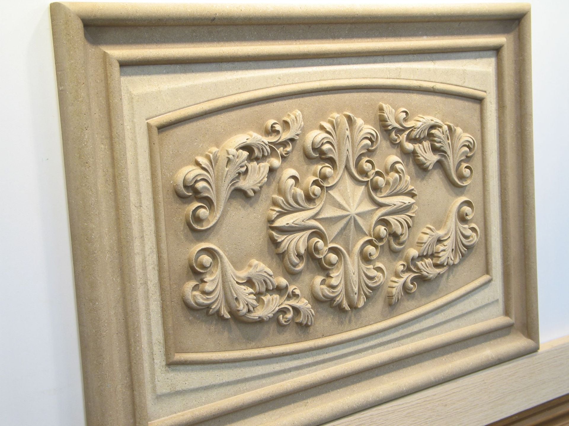 Classic Carved Limestone Decorative 16" x 23" Relief Backsplash Insert Panel 2