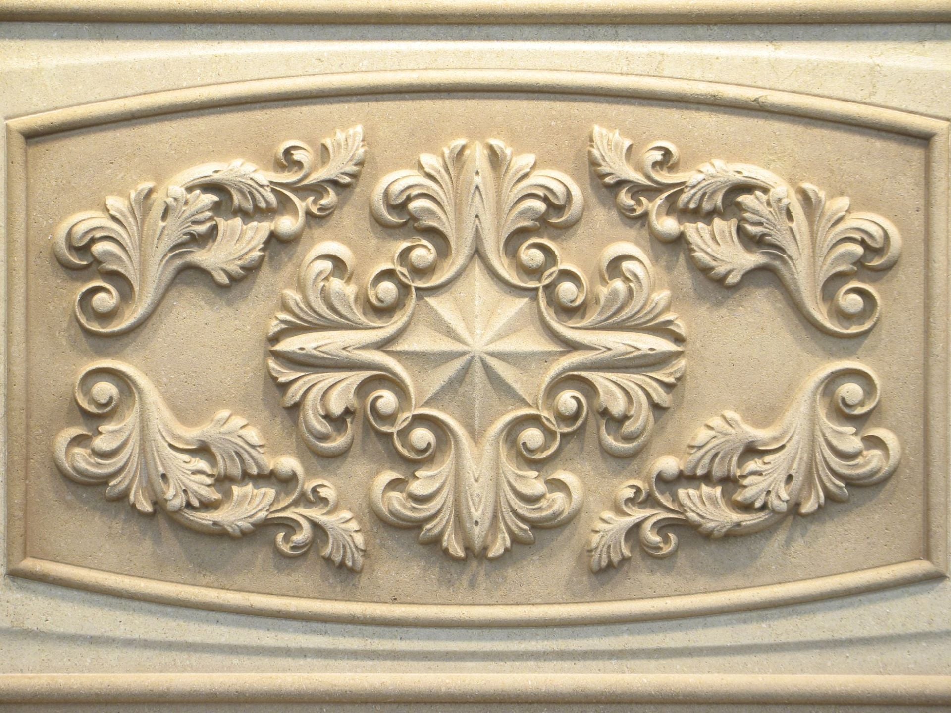 Classic Carved Limestone Decorative 16" x 23" Relief Backsplash Insert Panel 3