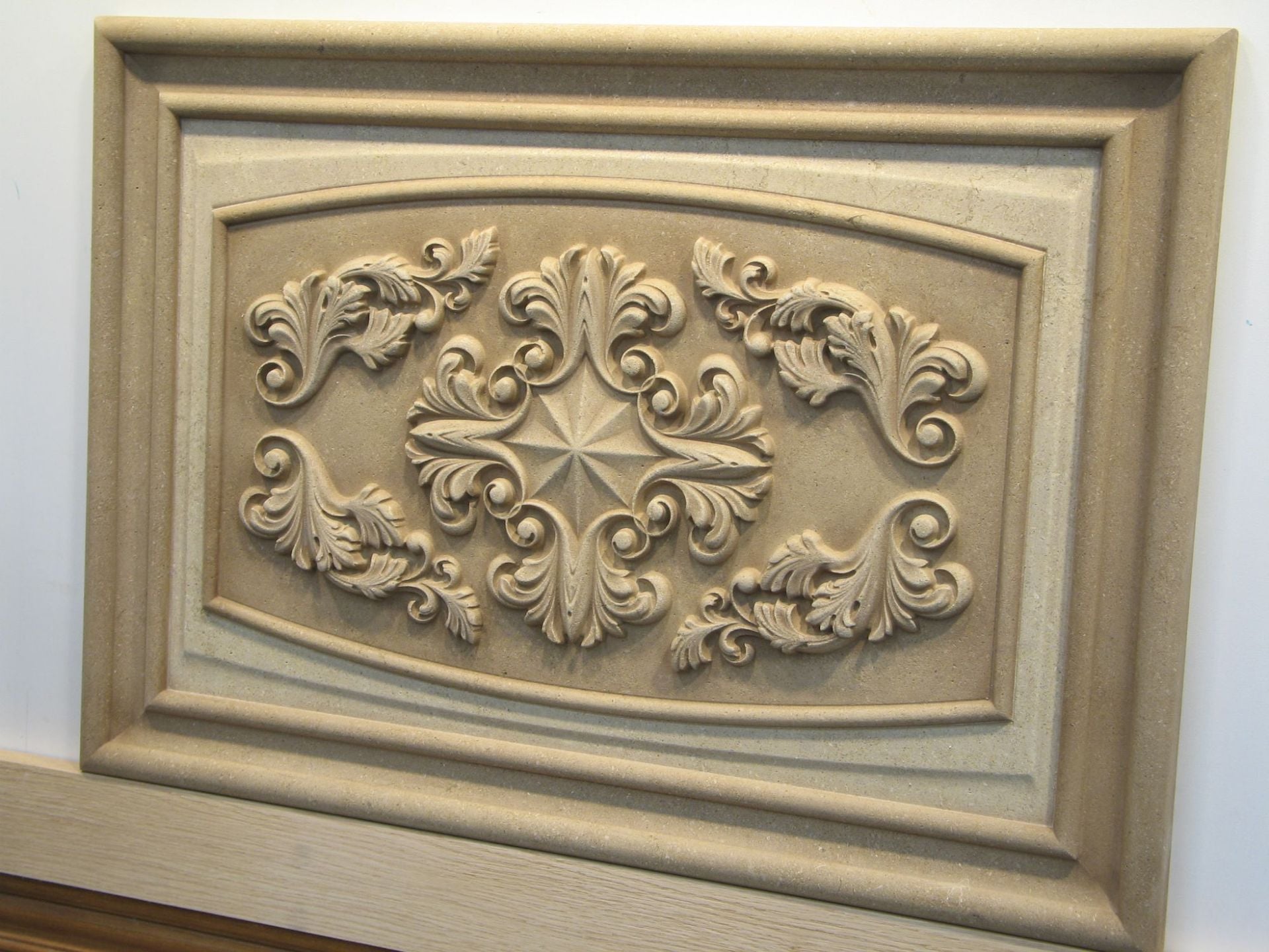 Classic Carved Limestone Decorative 16" x 23" Relief Backsplash Insert Panel 4