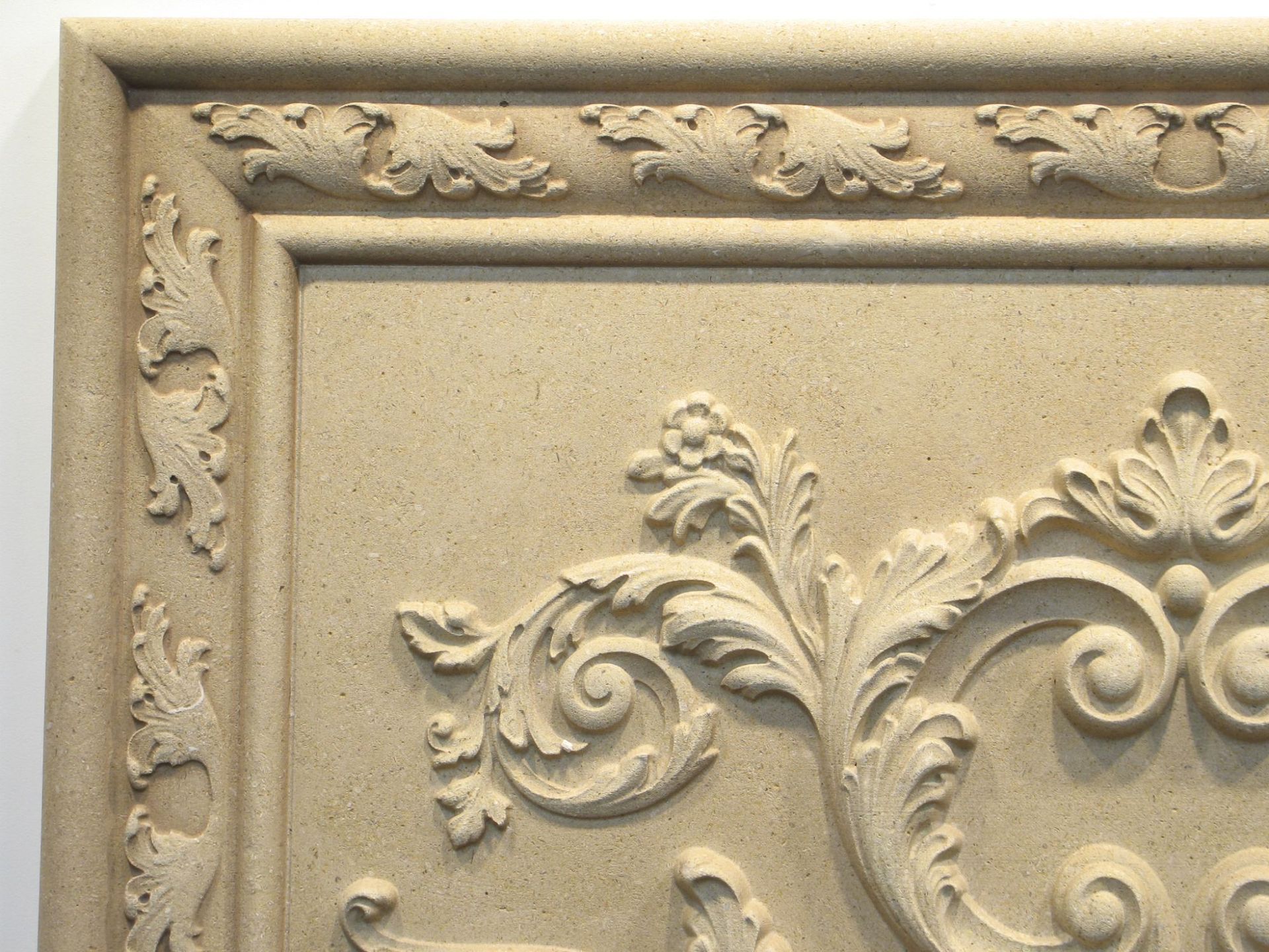 Ornate Relief Carved Limestone Back Splash 16" x 23" Decorative Tile Insert Panel 5 