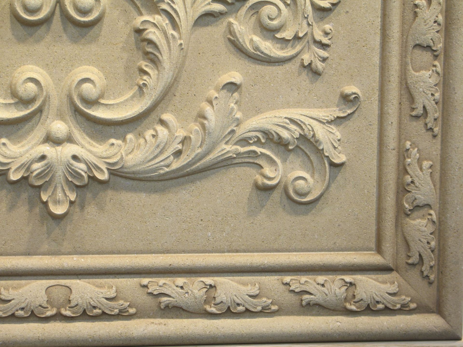 Ornate Relief Carved Limestone Back Splash 16" x 23" Decorative Tile Insert Panel 6 