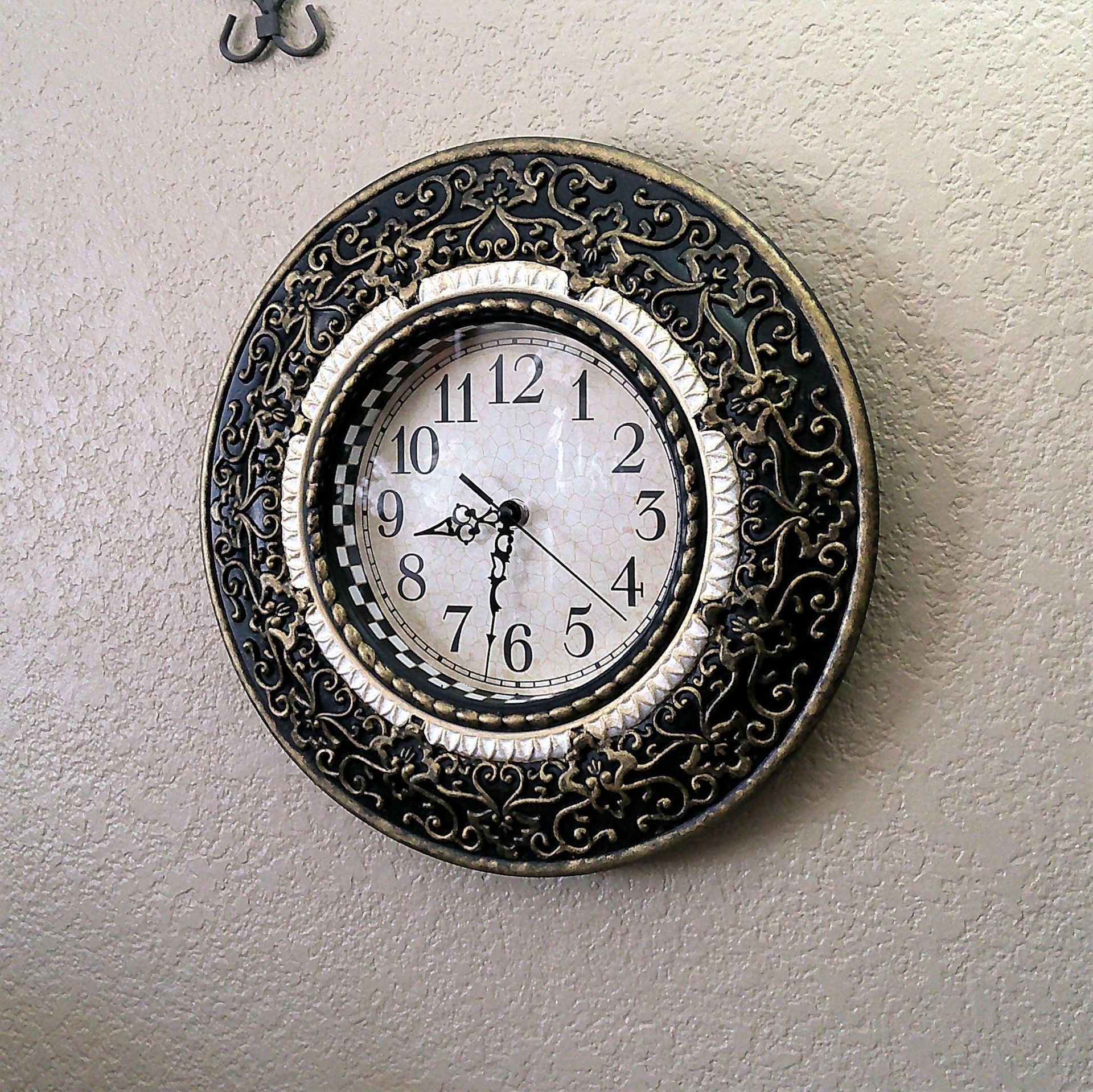 Black And Gold Elegant Checks Wall Clock 3 