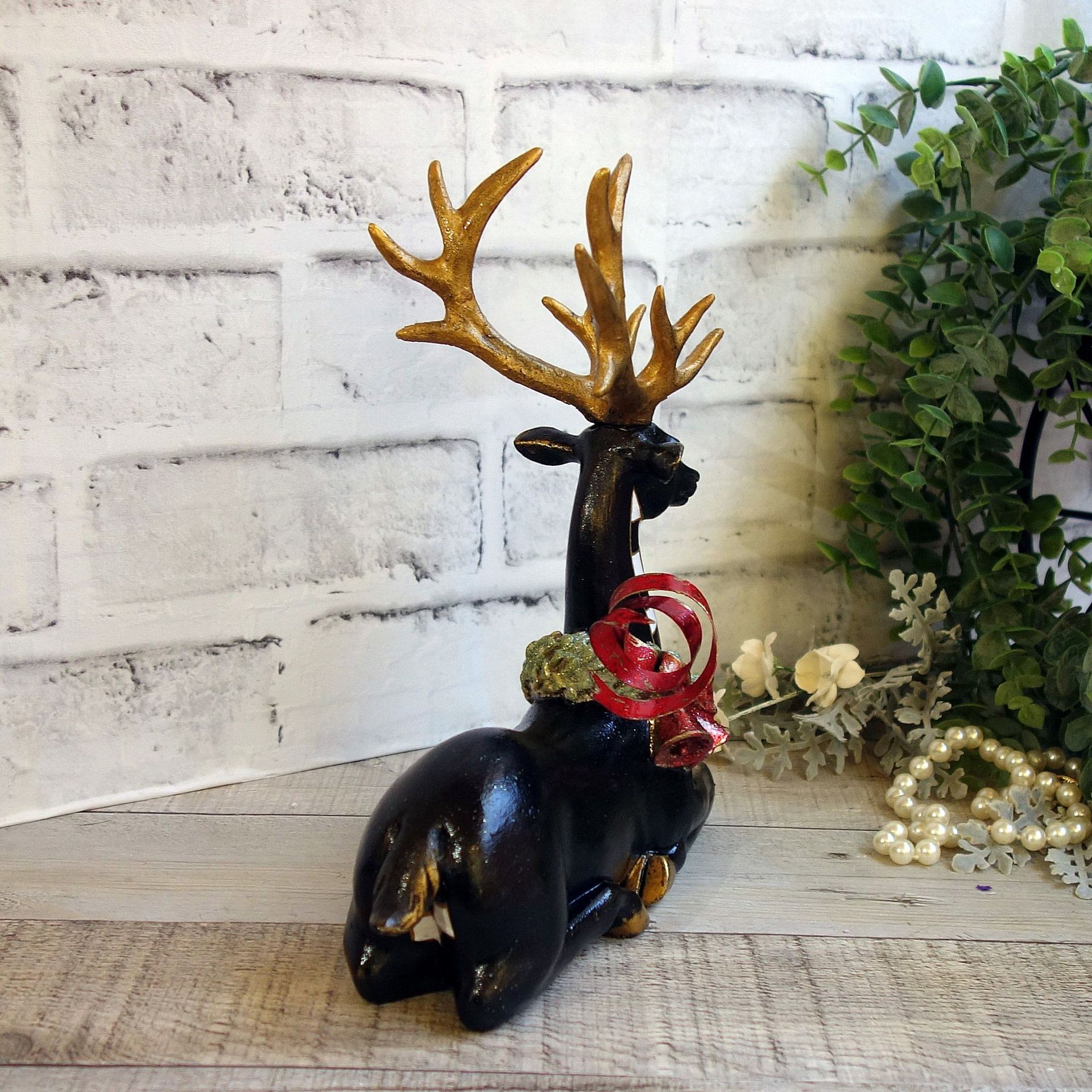 Courtly Christmas Decor Checked Reindeer Courtly Deer Checked Christmas Decor 4 