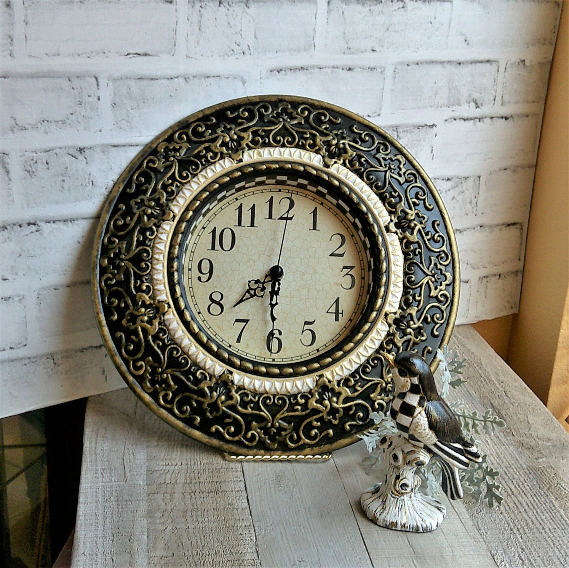 Black And Gold Elegant Checks Wall Clock 4 