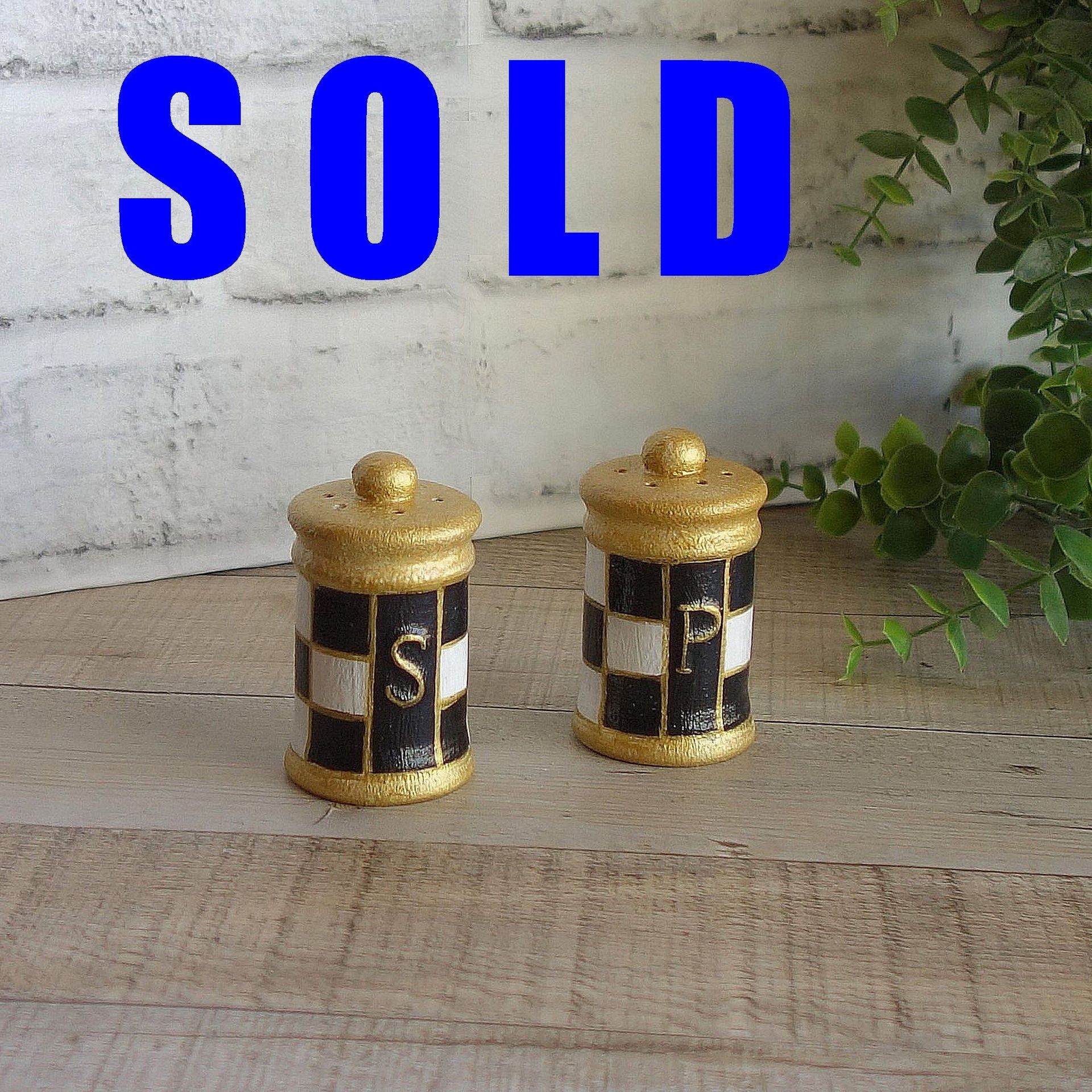 Elegant Checks Salt & Pepper Shakers Custom Made 1 