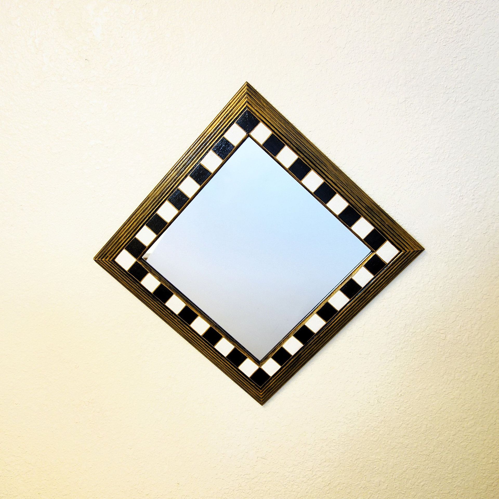 Courtly Mirror Black And White Checked Mirror Hand Painted Buffalo Check Mirror 3 