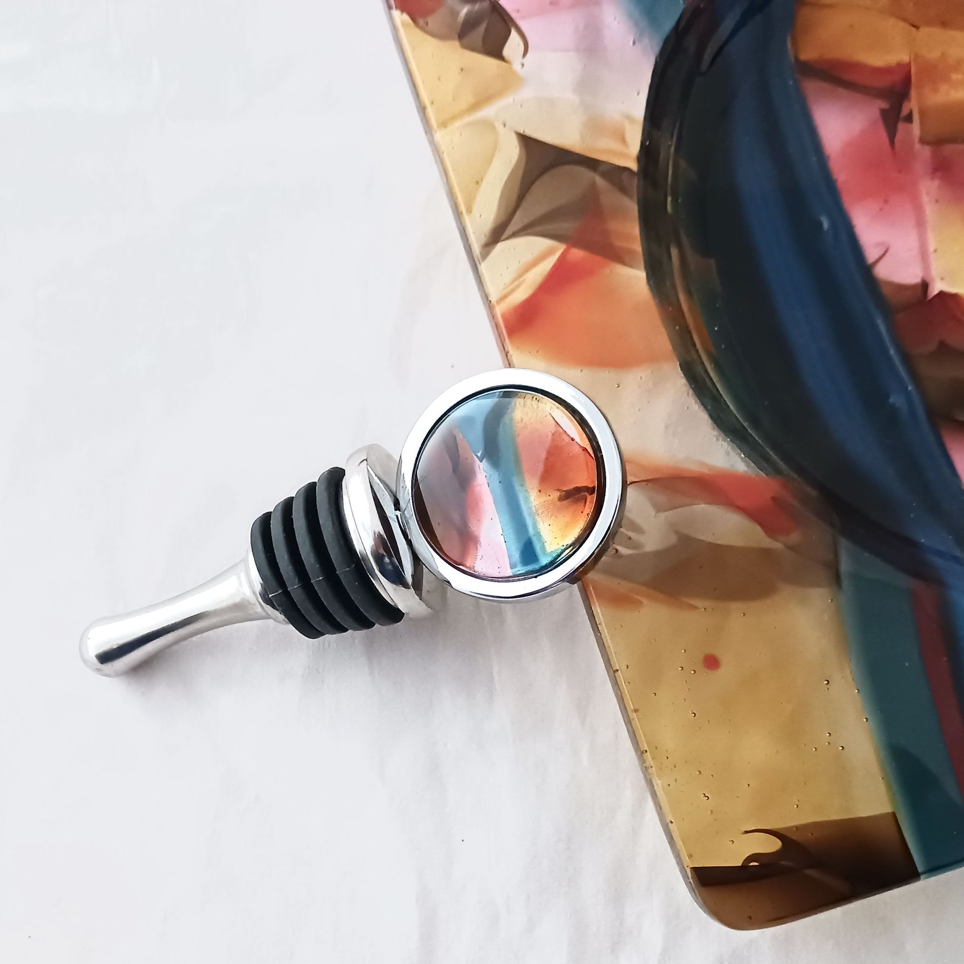 Coastal Fused Glass Bottle Stopper Featuring Handmade Glass - Gold Coast 2 