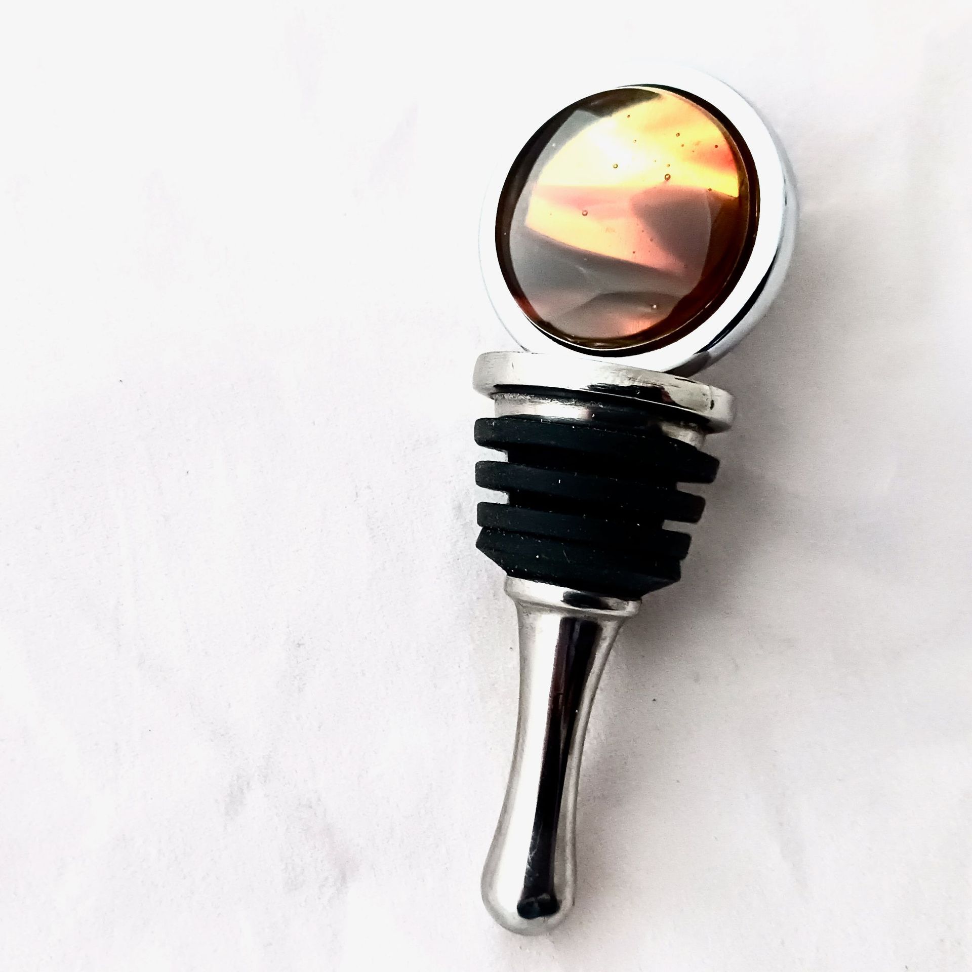Coastal Fused Glass Bottle Stopper Featuring Handmade Glass - Gold Dune 1