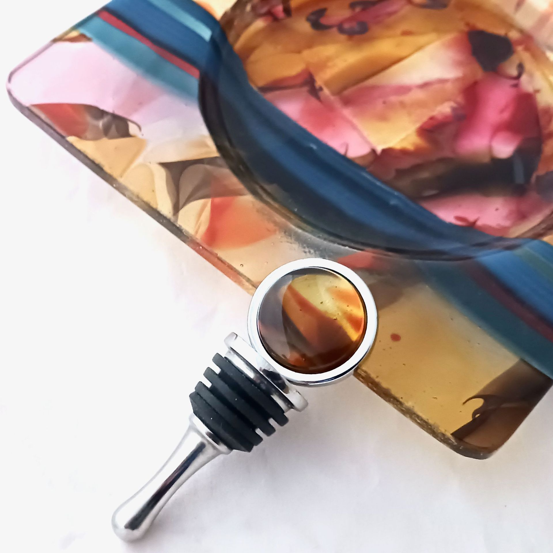 Coastal Fused Glass Bottle Stopper Featuring Handmade Glass - Gold Dune 2