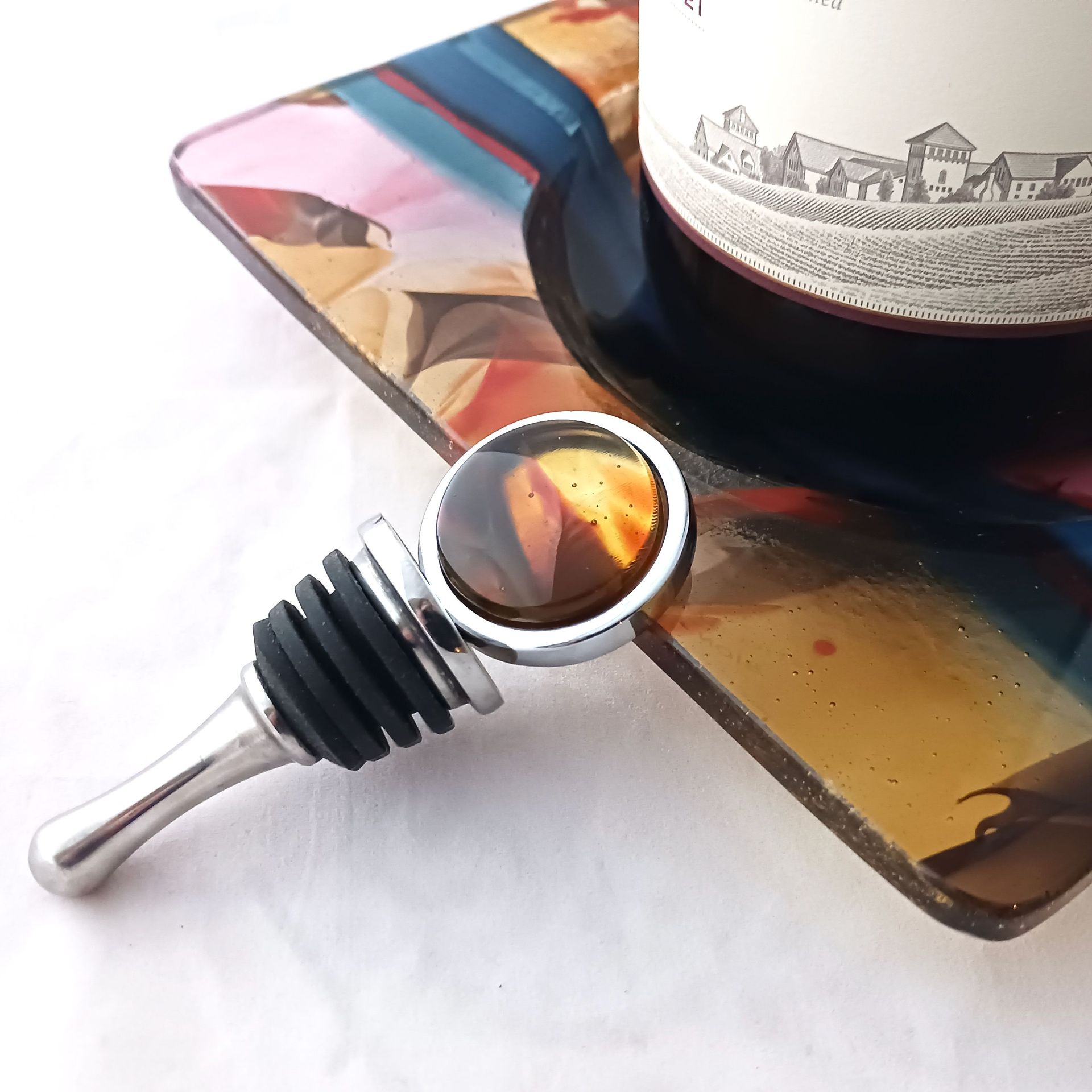 Coastal Fused Glass Bottle Stopper Featuring Handmade Glass - Gold Dune 3