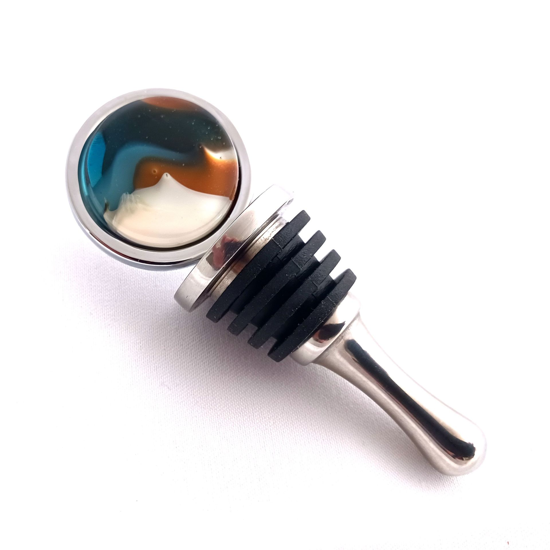 Coastal Fused Glass Bottle Stopper Featuring Handmade Glass - Tide Pool 1 