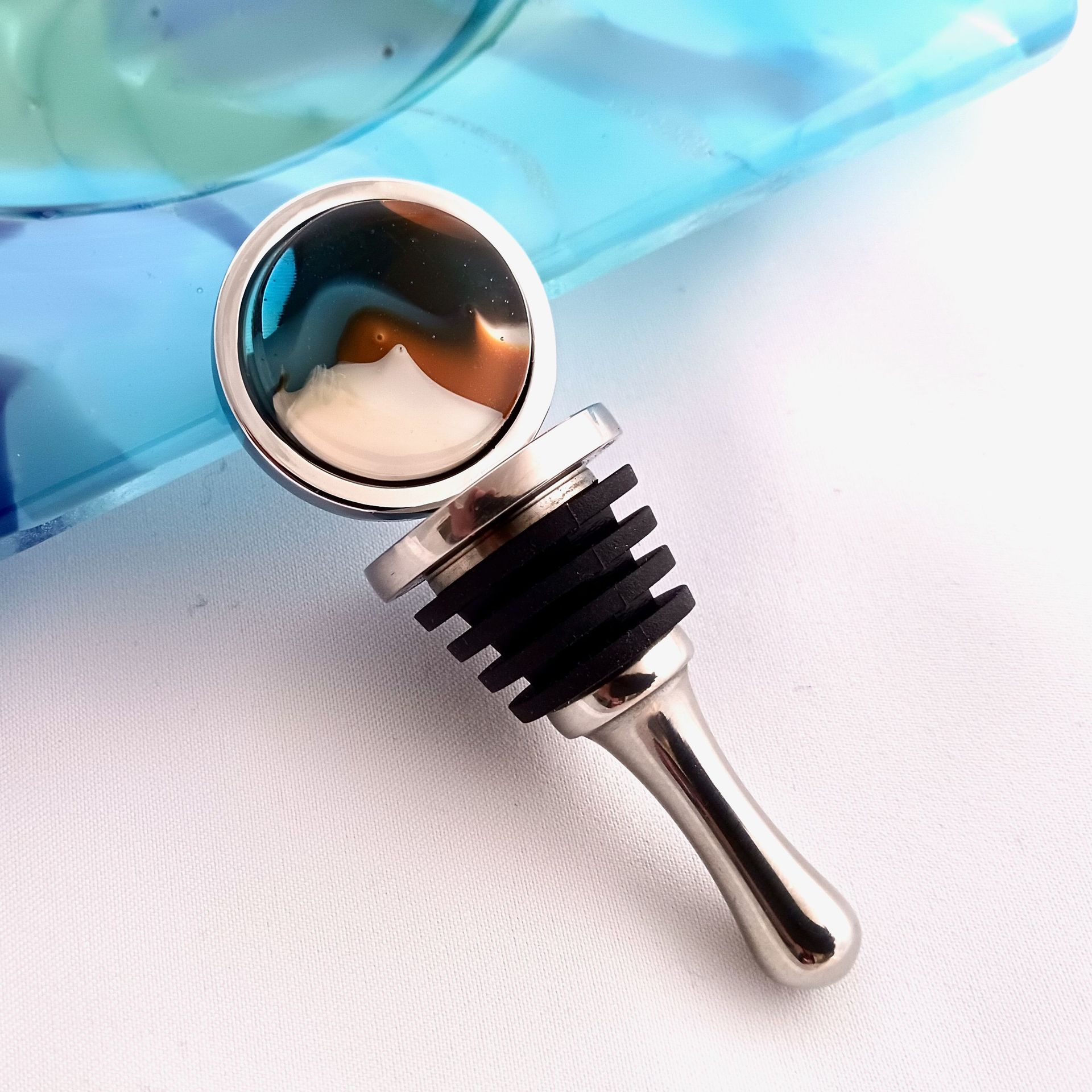 Coastal Fused Glass Bottle Stopper Featuring Handmade Glass - Tide Pool 2 