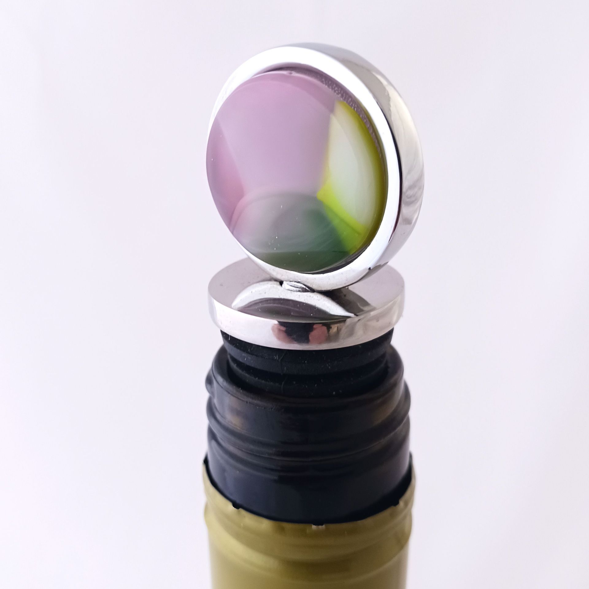 Aquatic Fused Glass Bottle Stopper Featuring Handmade Glass - Water Lily 3 