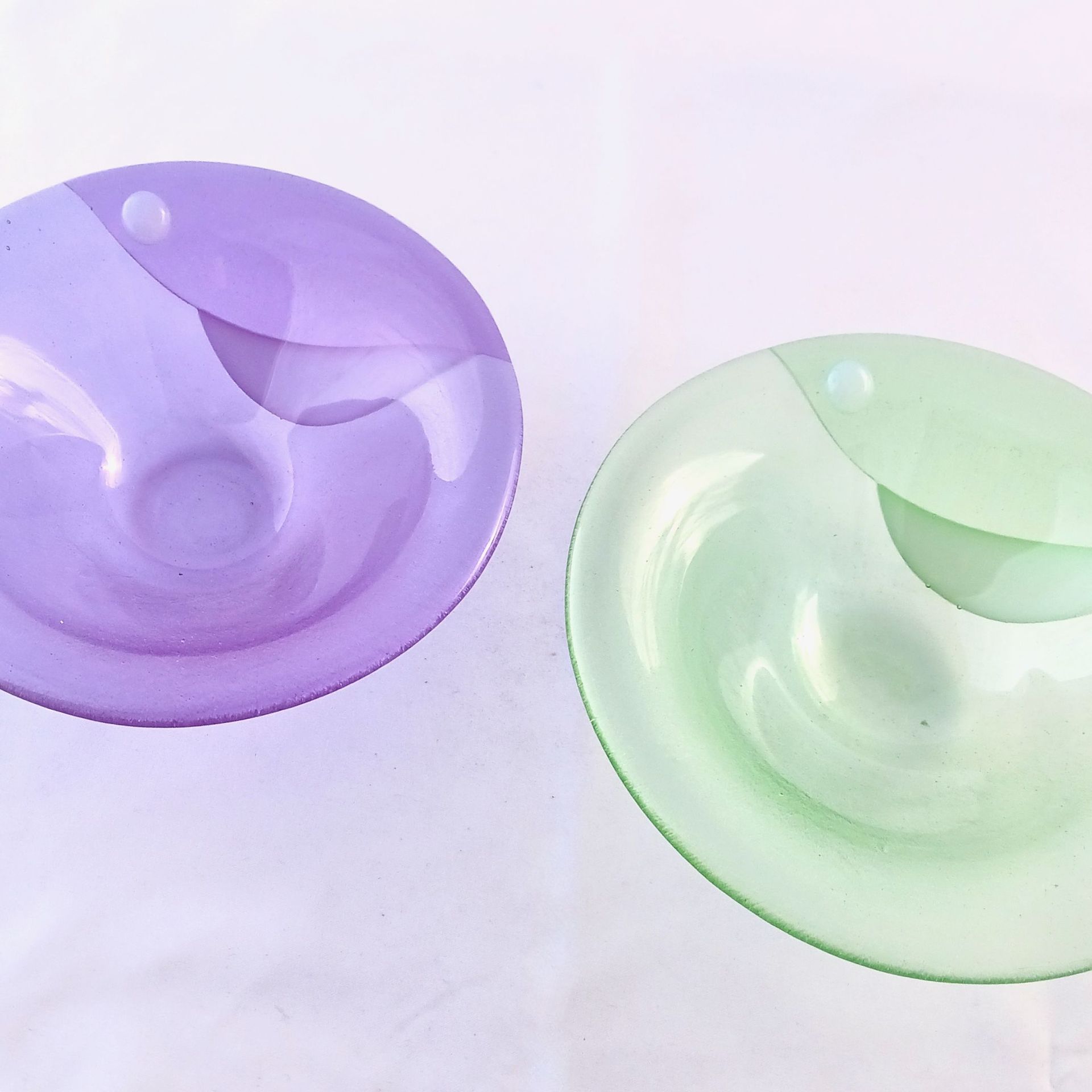 Contemporary Fused Glass Round Bowls (set of 2) - Garden Party