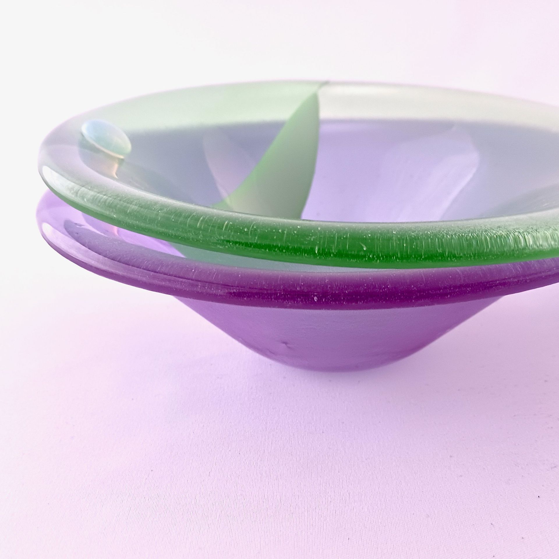 Contemporary Fused Glass Round Bowls (set of 2) - Garden Party 5
