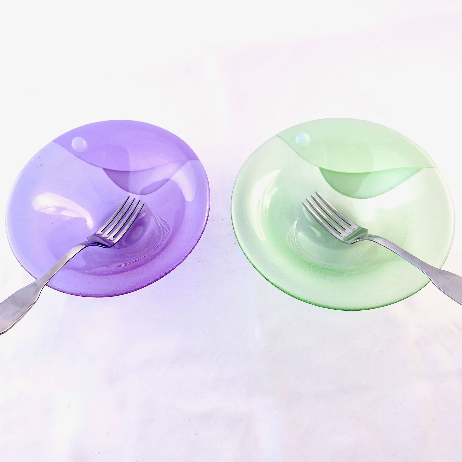 Contemporary Fused Glass Round Bowls (set of 2) - Garden Party 4