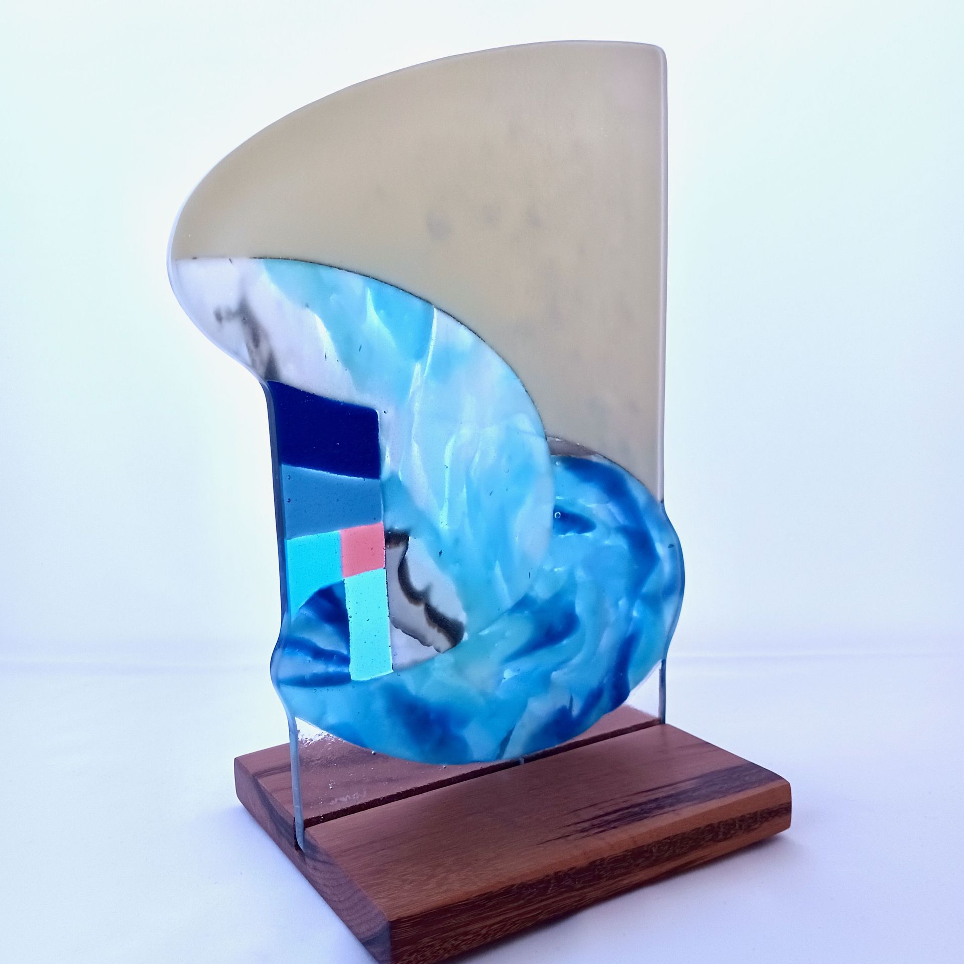 Abstract Fused Glass Sculpture Featuring Handmade Glass - Piece Process 6