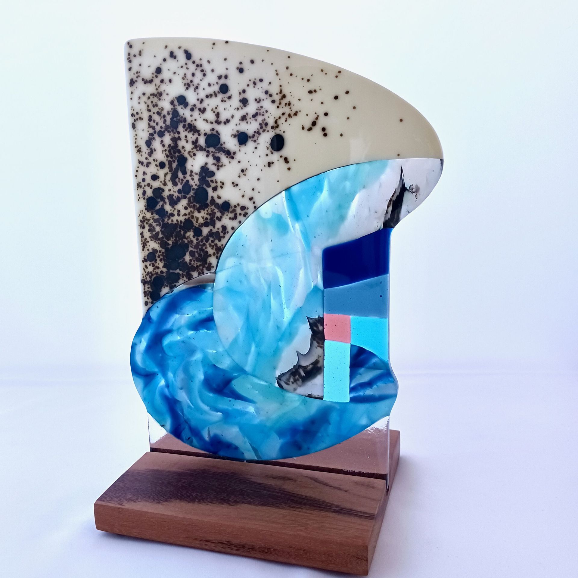 Abstract Fused Glass Sculpture Featuring Handmade Glass - Piece Process 3