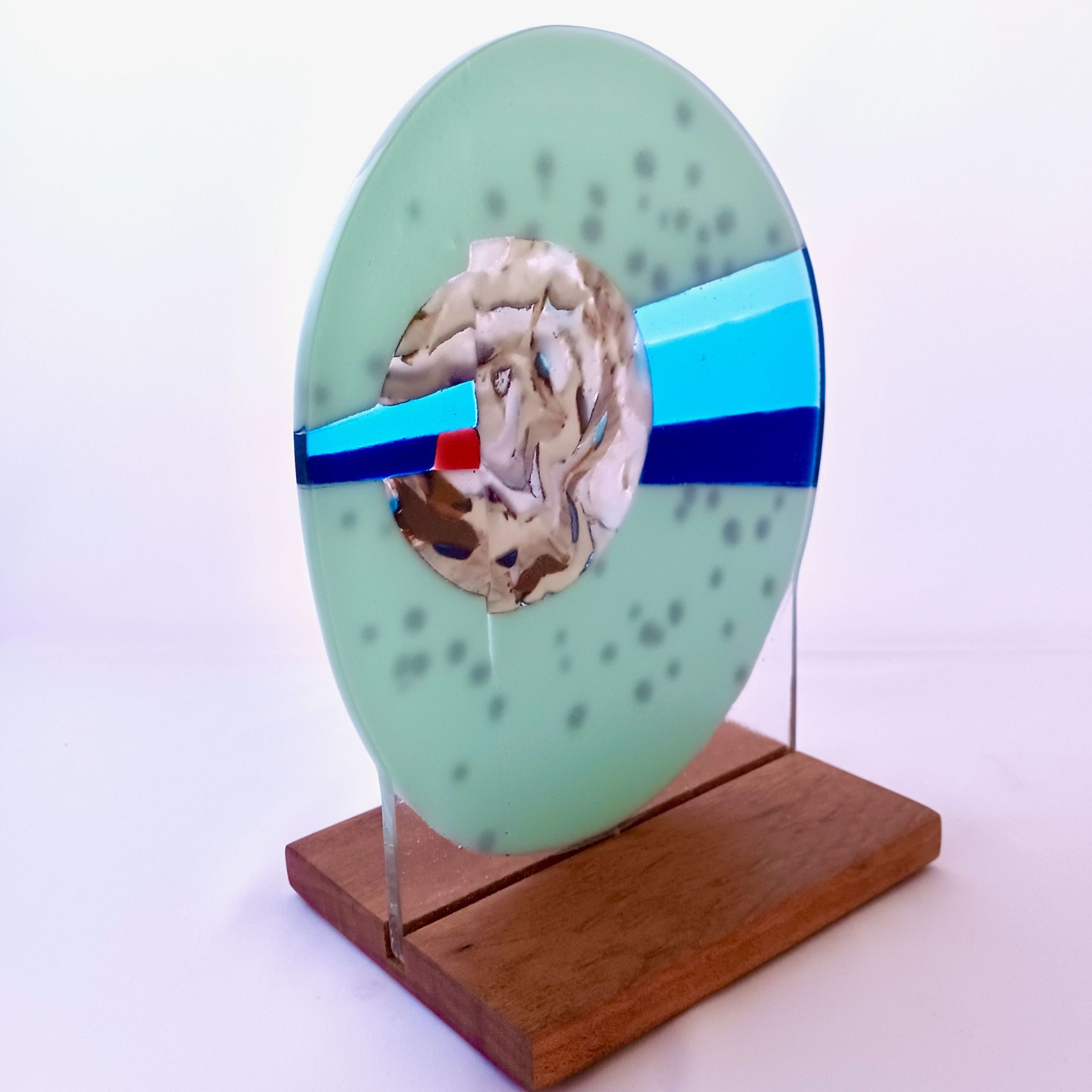 Abstract Fused Glass Sculpture Featuring Handmade Glass - Piece of Mind 5