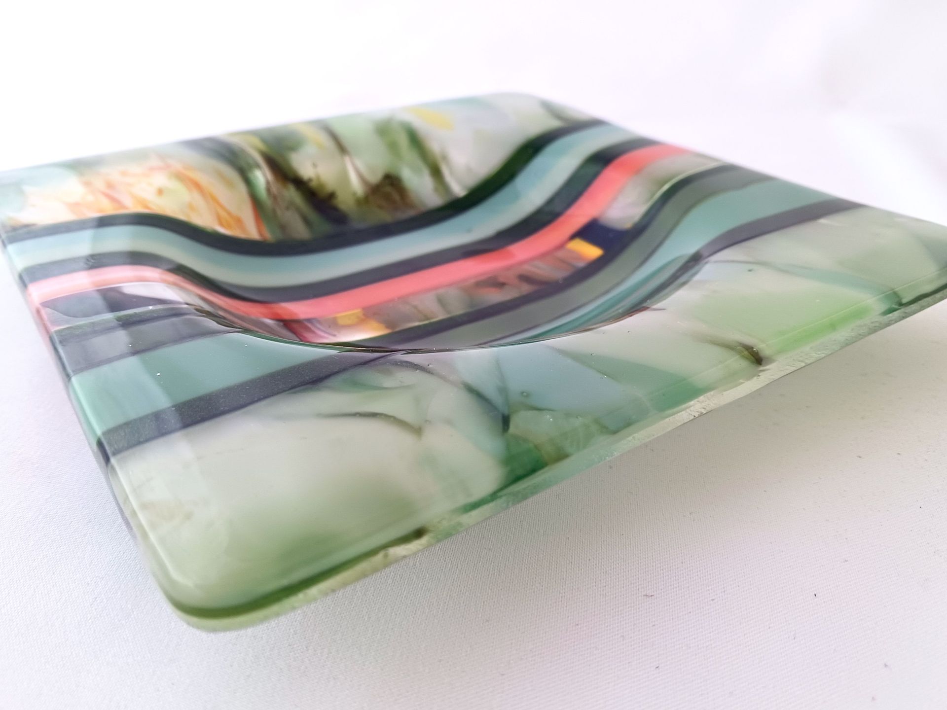 Garden Inspired Fused Glass Wine Bottle Coaster Featuring Handmade Glass - Chantenay 2 