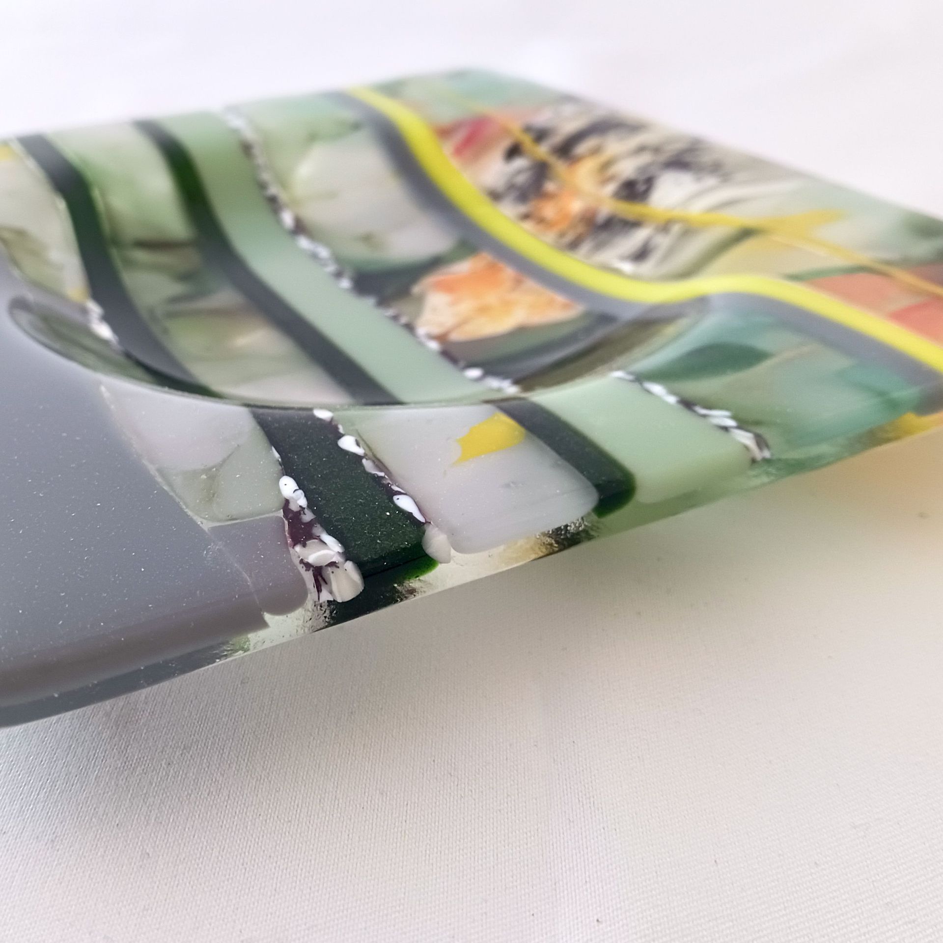 Garden Inspired Fused Glass Wine Bottle Coaster Featuring Handmade Glass - Early Bloom 4 