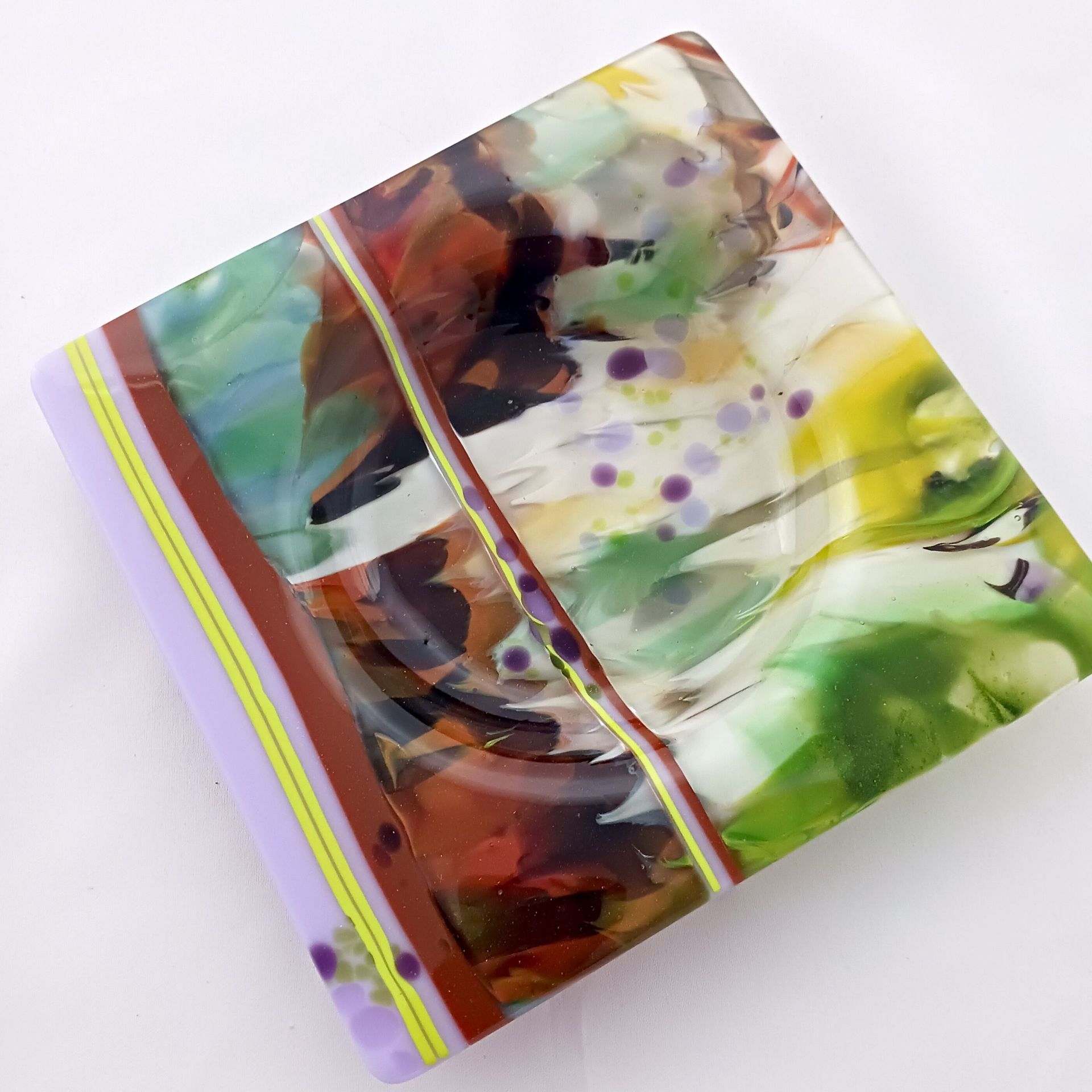 Nature-Inspired Fused Glass Wine Bottle Coaster Featuring Handmade Glass - Shady Grove 1 