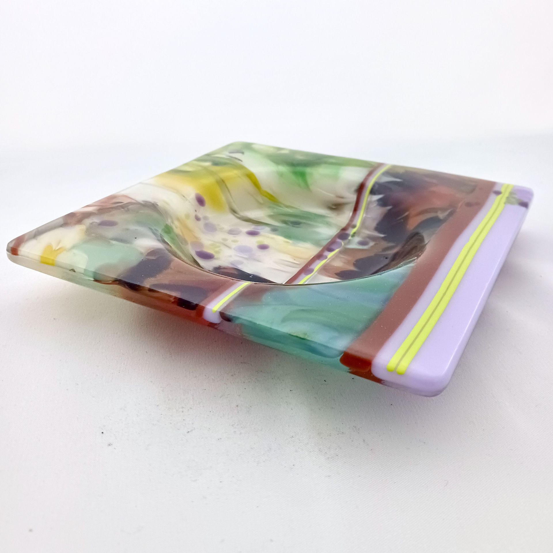 Nature-Inspired Fused Glass Wine Bottle Coaster Featuring Handmade Glass - Shady Grove 2 