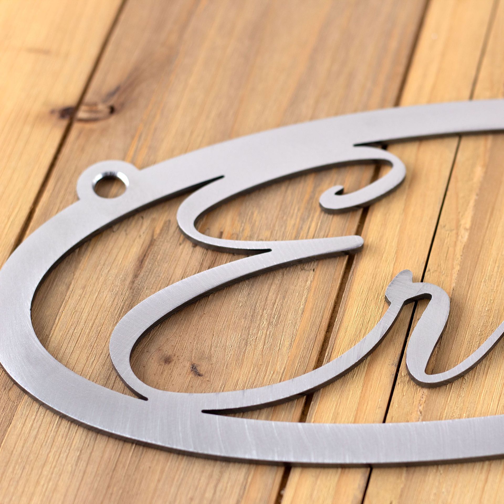 Custom Hanging Oval Metal Name Plaque 2