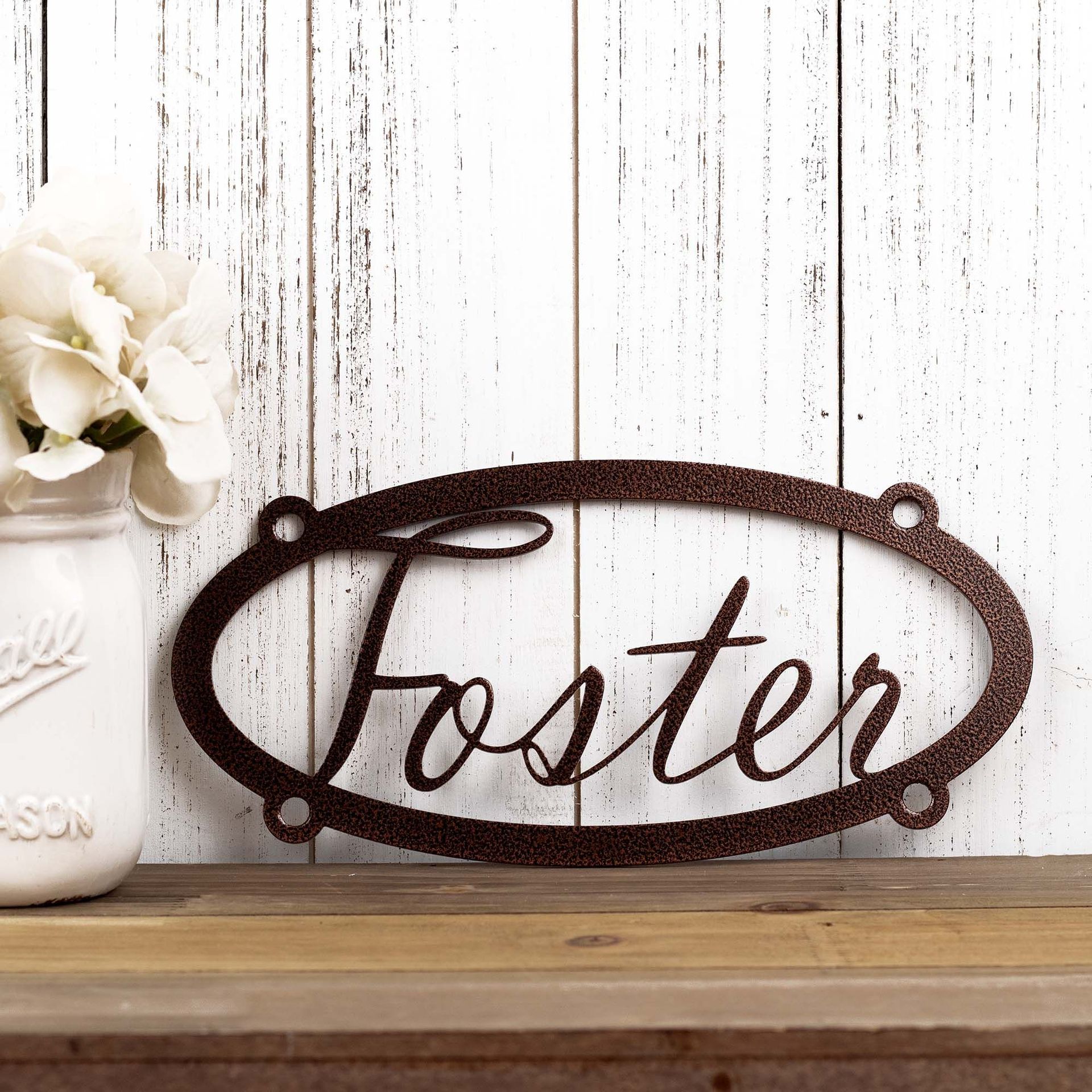Custom Hanging Oval Metal Name Plaque 4
