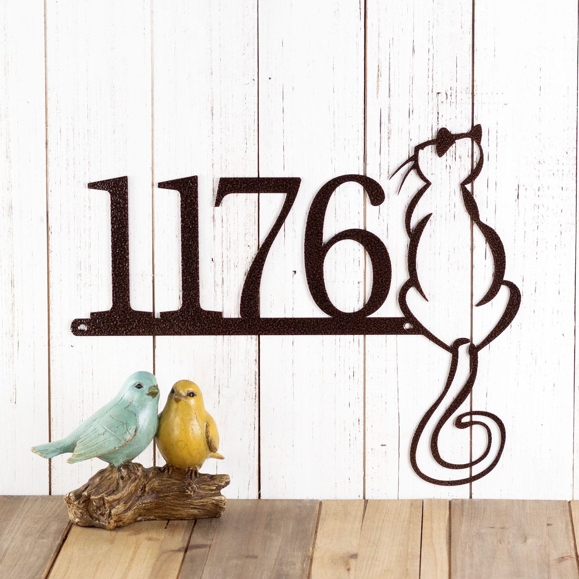 Metal House Number Sign with Cute Cat 3