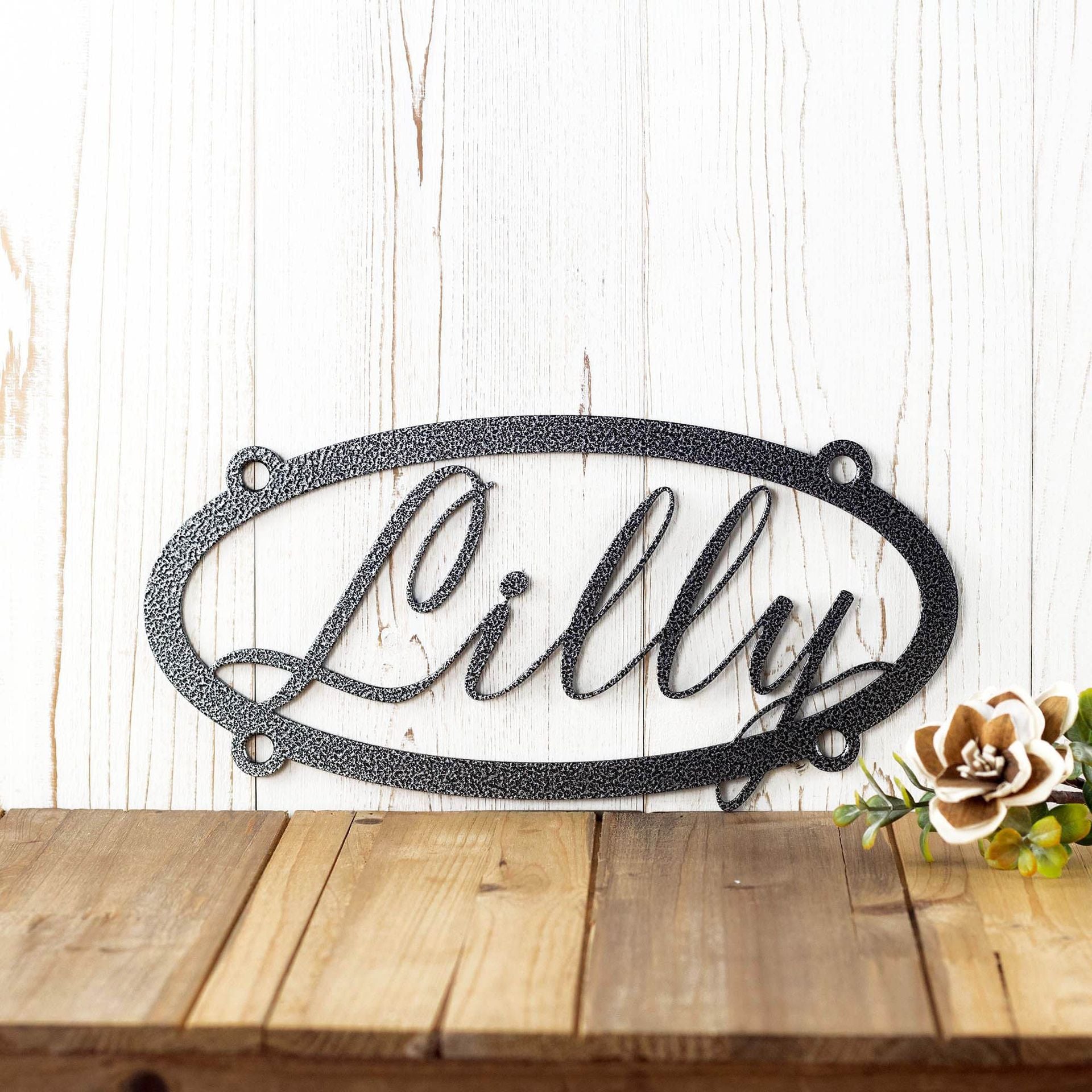 Custom Hanging Oval Metal Name Plaque 5