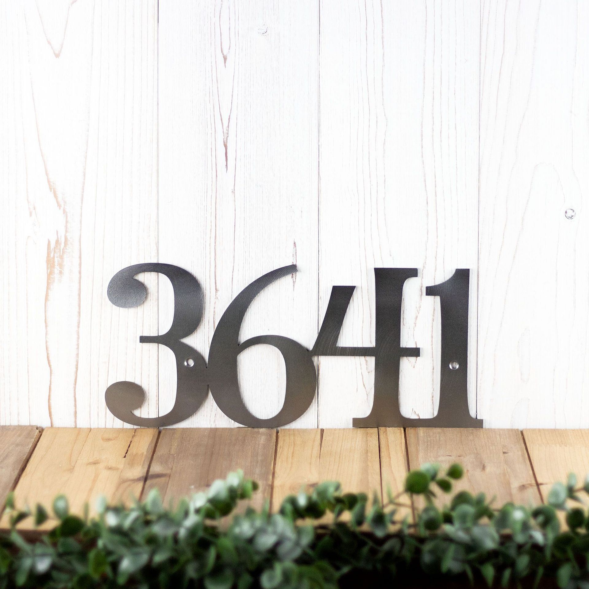 Contemporary Personalized Metal Address Plaque, Outdoor Custom Steel House Number Sign, Serif Laser Cut Numbers for New Homeowner Gift 6 