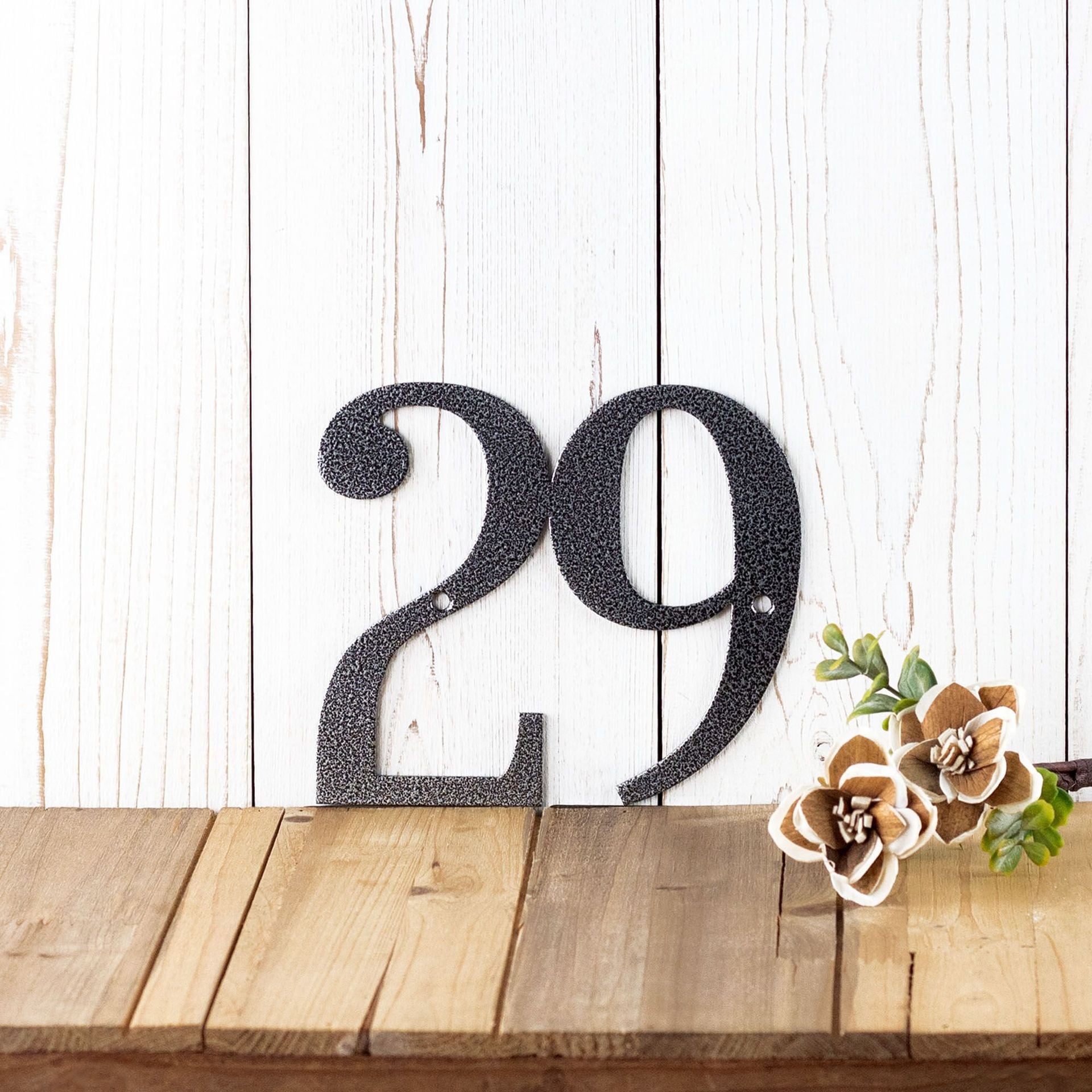 Contemporary Personalized Metal Address Plaque, Outdoor Custom Steel House Number Sign, Serif Laser Cut Numbers for New Homeowner Gift 5 