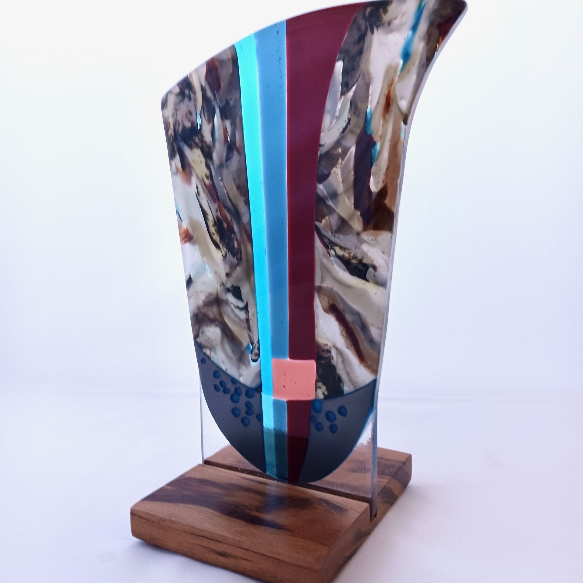 Abstract Fused Glass Table Sculpture with Hand Made Glass - Inner Piece 6 