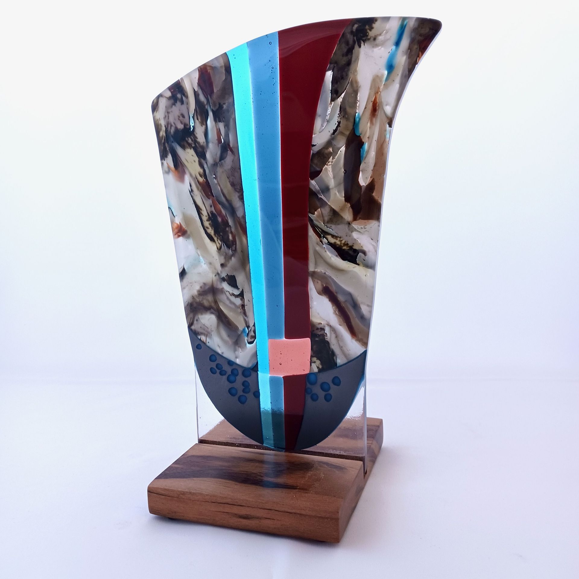 Abstract Fused Glass Table Sculpture with Hand Made Glass - Inner Piece 5 
