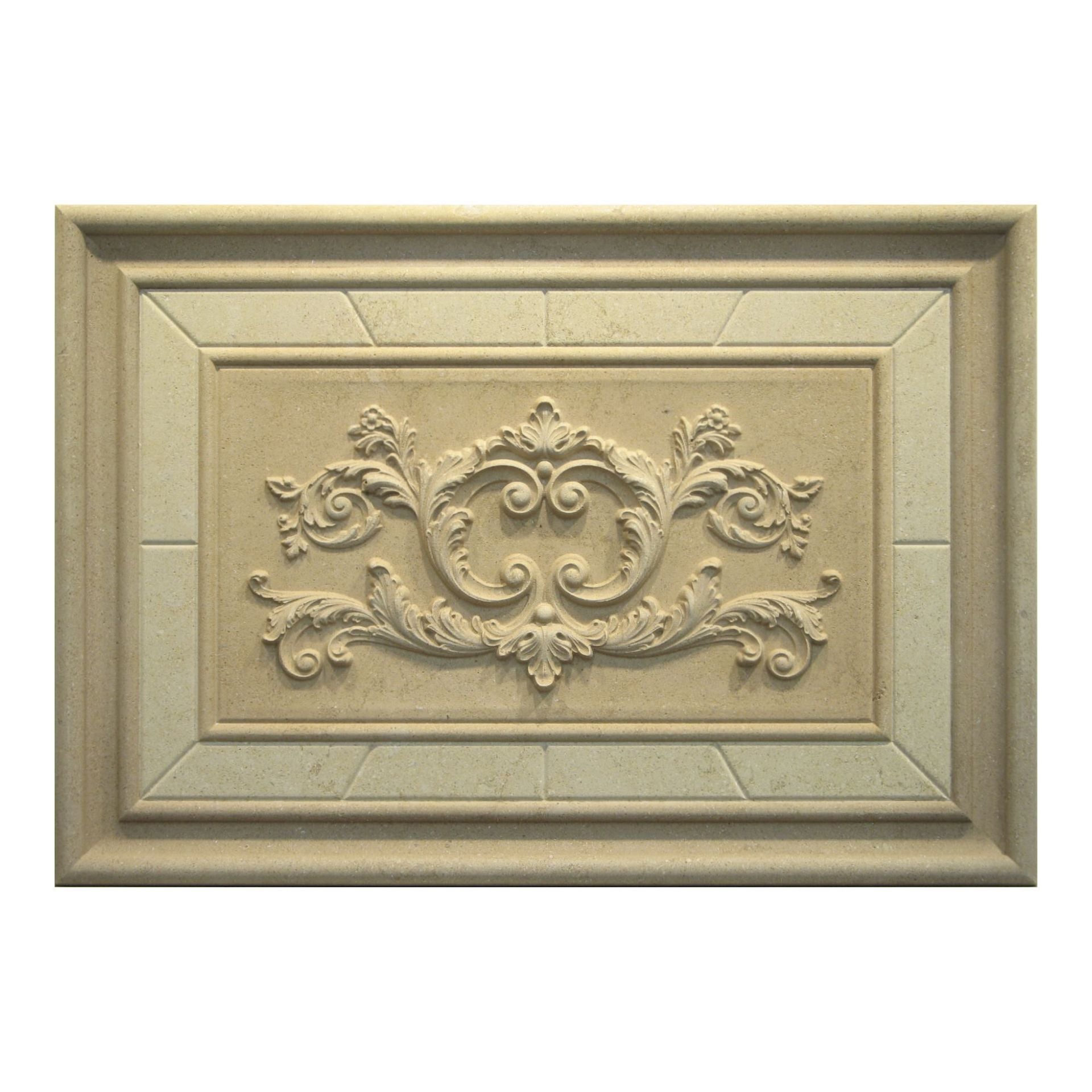 Classic Carved Limestone Decorative 16" x 23" Relief Backsplash Insert Tile 1